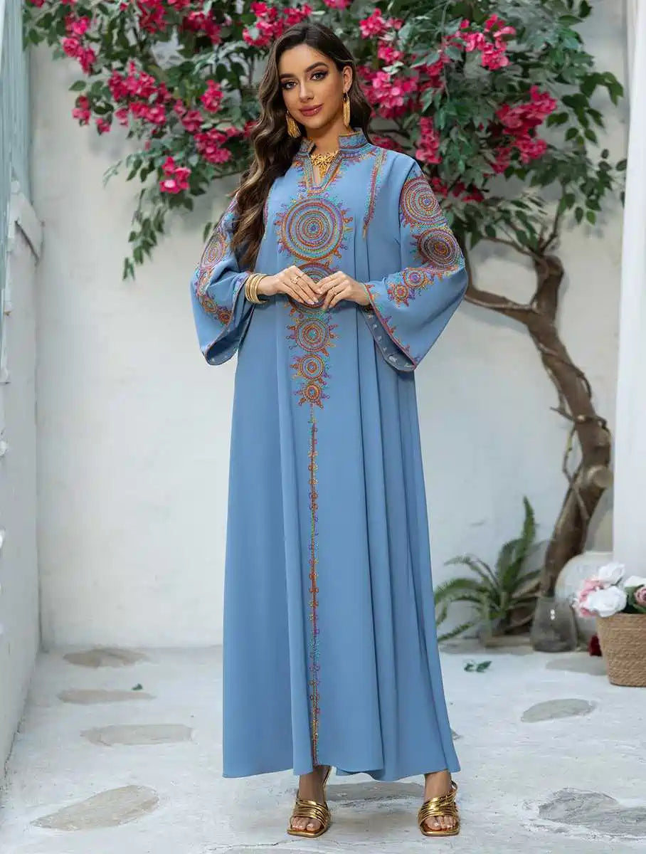 Elegant Eid Jalabiya Caftan Dress for Women - Traditional Embroidered Kaftan Gown - Perfect for Eid Celebrations, Weddings & Special Occasions