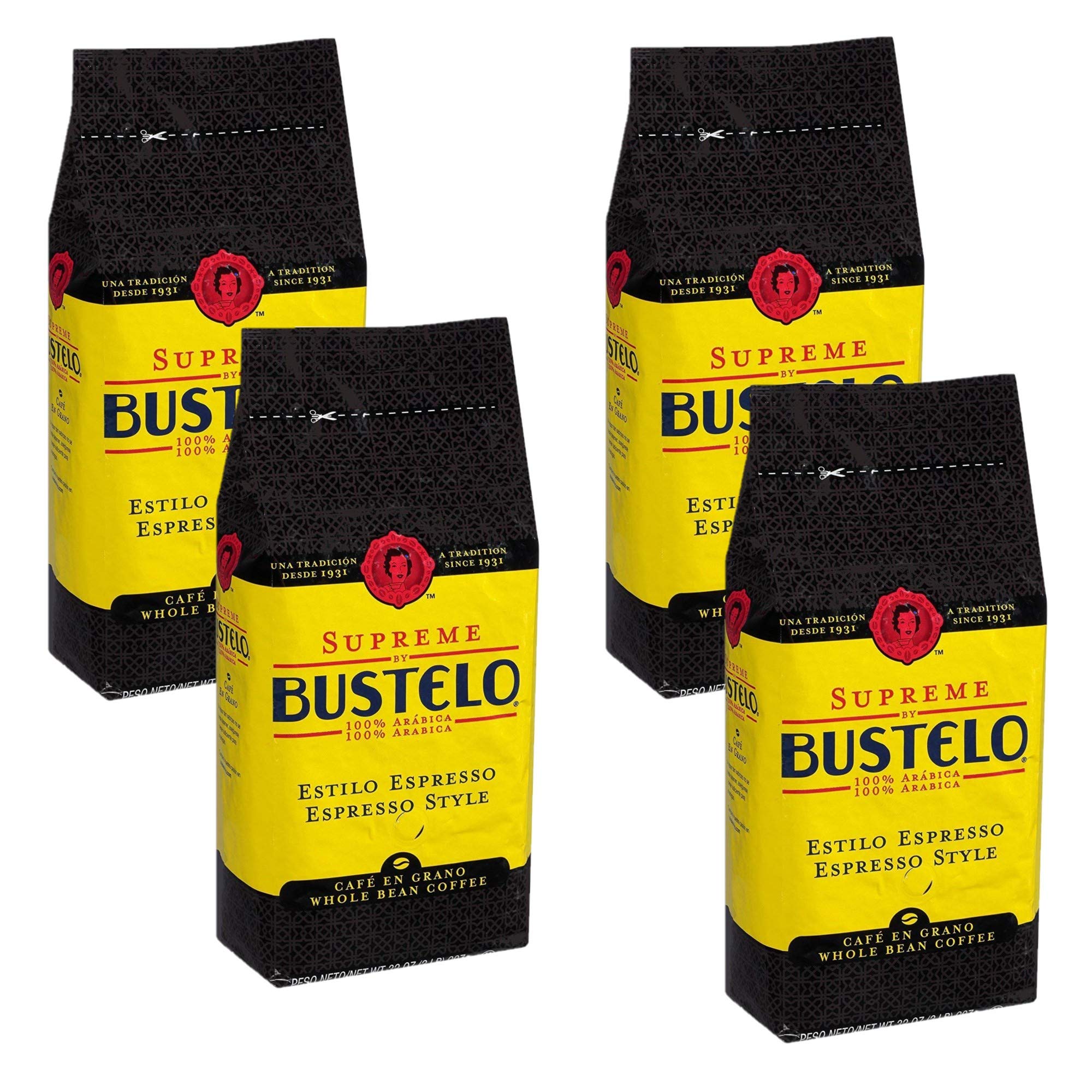 Bustelo Supreme Whole Bean Espresso Coffee - 16 Oz (4 Lb) Bag | Dark Roast, Rich Flavor | Perfect for Home Brewing, Office Coffee & Espresso Drinks