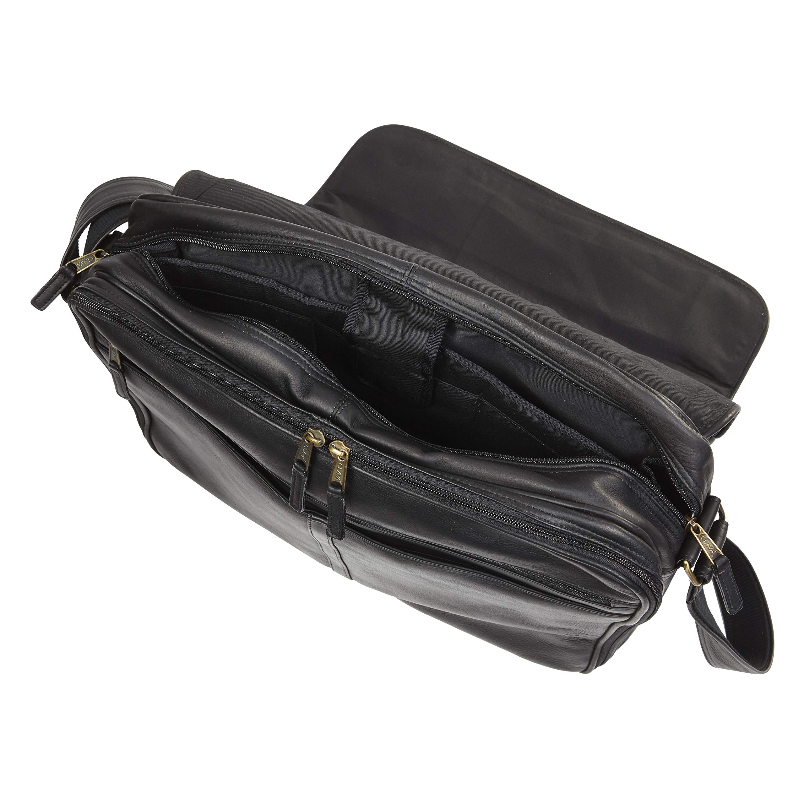 Premium Genuine Leather Laptop Messenger Bag - Vachetta Black Crossbody Sling for Work, Travel & Business - Stylish & Durable Laptop Briefcase for Men & Women