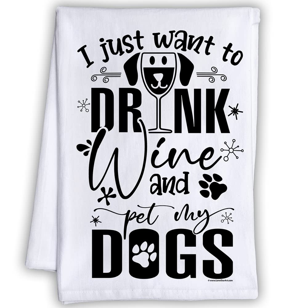 Funny Wine & Dogs Kitchen Towels - Cute Housewarming Gifts for Women - Perfect for Cooking & Decor