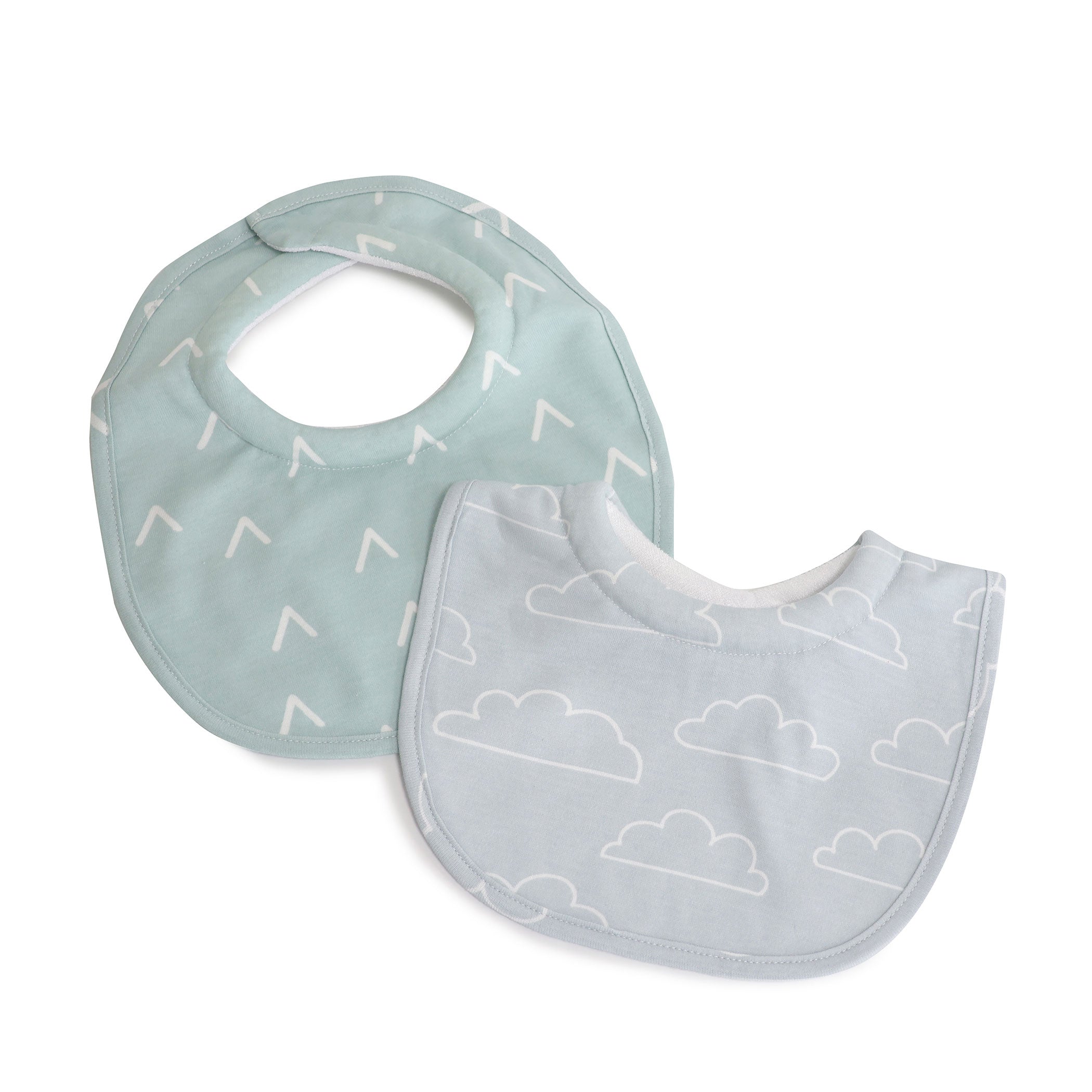 Nordic Style 2-Pack Dribble Bibs for Babies - Dusty Sky & Mint Colors - Perfect for Feeding, Teething, and Messy Playtime