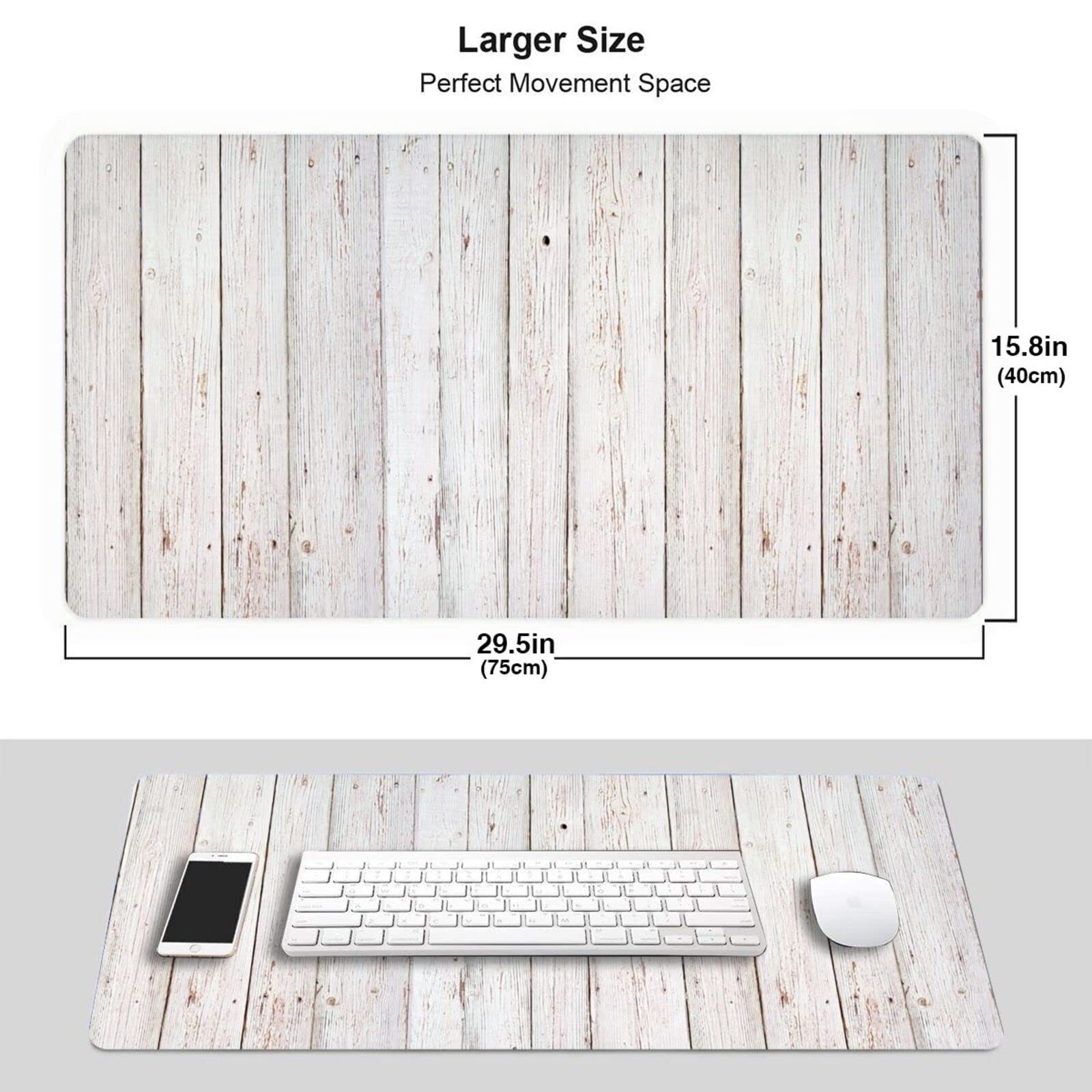 Premium White & Grey Wood Grain Desk Mat - 16