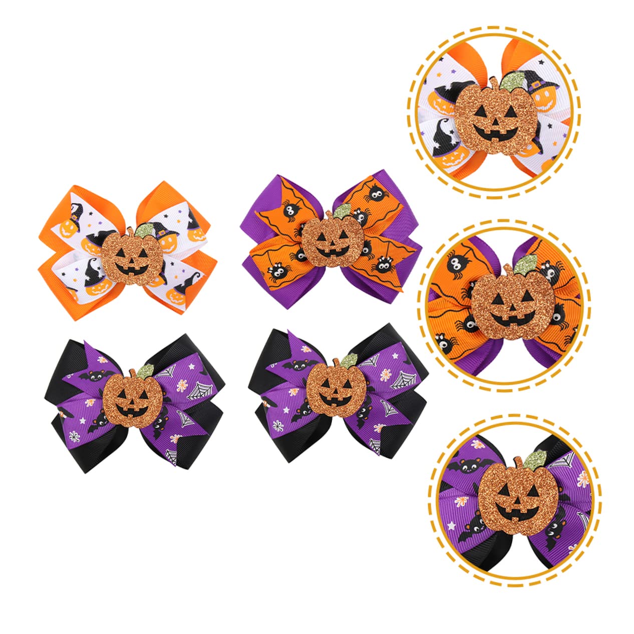 Beavorty Halloween Hair Bows - 4pcs Witch Hair Clips with Bat & Pumpkin Design for Women & Girls - Perfect for Costume Parties, Cosplay, and Spooky Celebrations