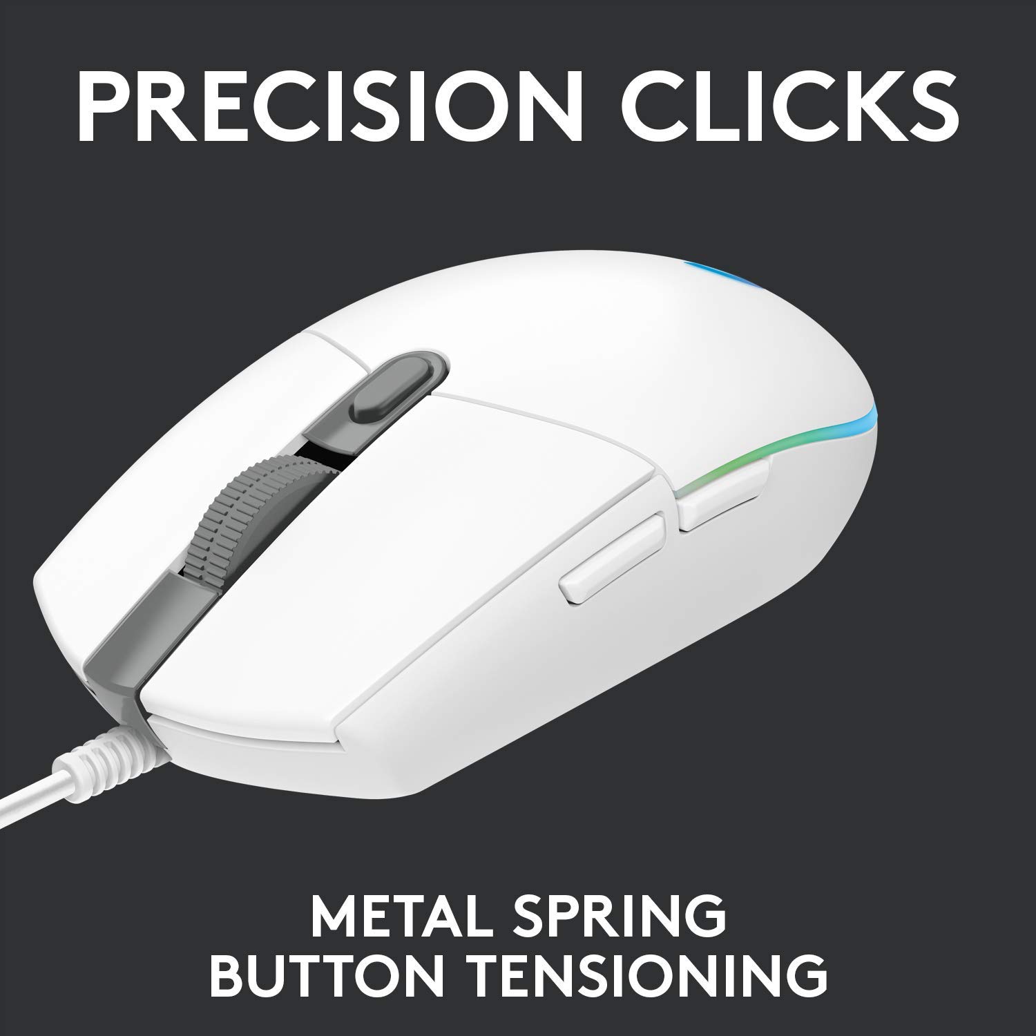 Logitech G203 Lightsync RGB Gaming Mouse - 6 Programmable Buttons, 8000 DPI Optical Sensor, Lightweight Design (Renewed, White) | Perfect for FPS, MOBA & Esports Gaming