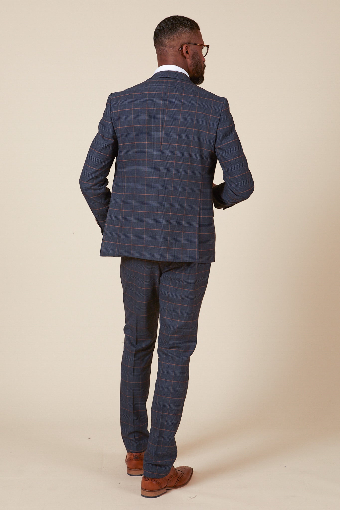 WBA Collection JENSON Marine Navy Check Suit - Premium Wool Blazer for Men | Formal Business Attire & Office Wear | Inspired by John Swift's Style