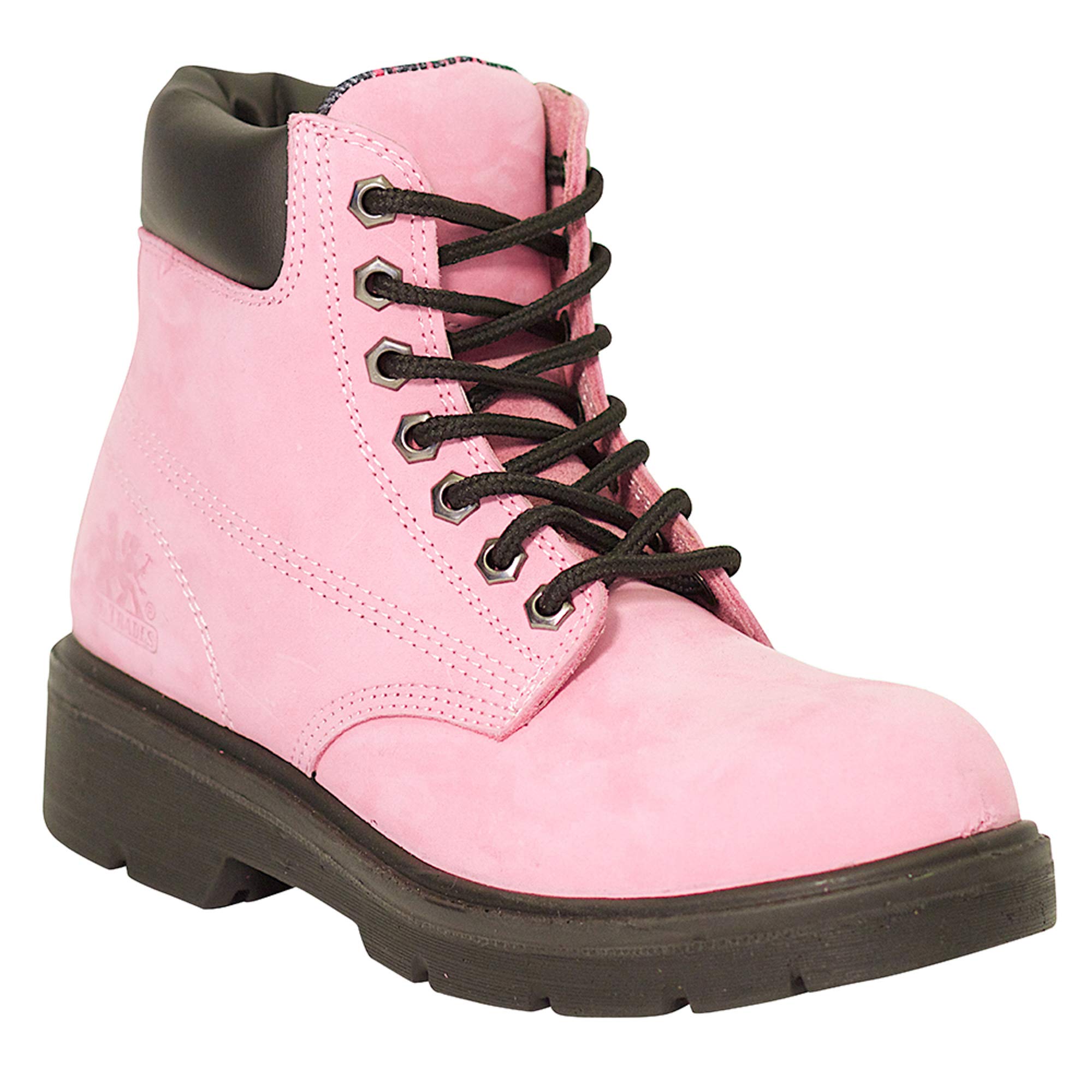 Moxie Trades Women's Alice Steel Toe Work Boots - Pink Nubuck Leather Safety Shoes for Women, US Size (6-11) - Comfortable & Durable for Construction, Warehouse & Outdoor Work