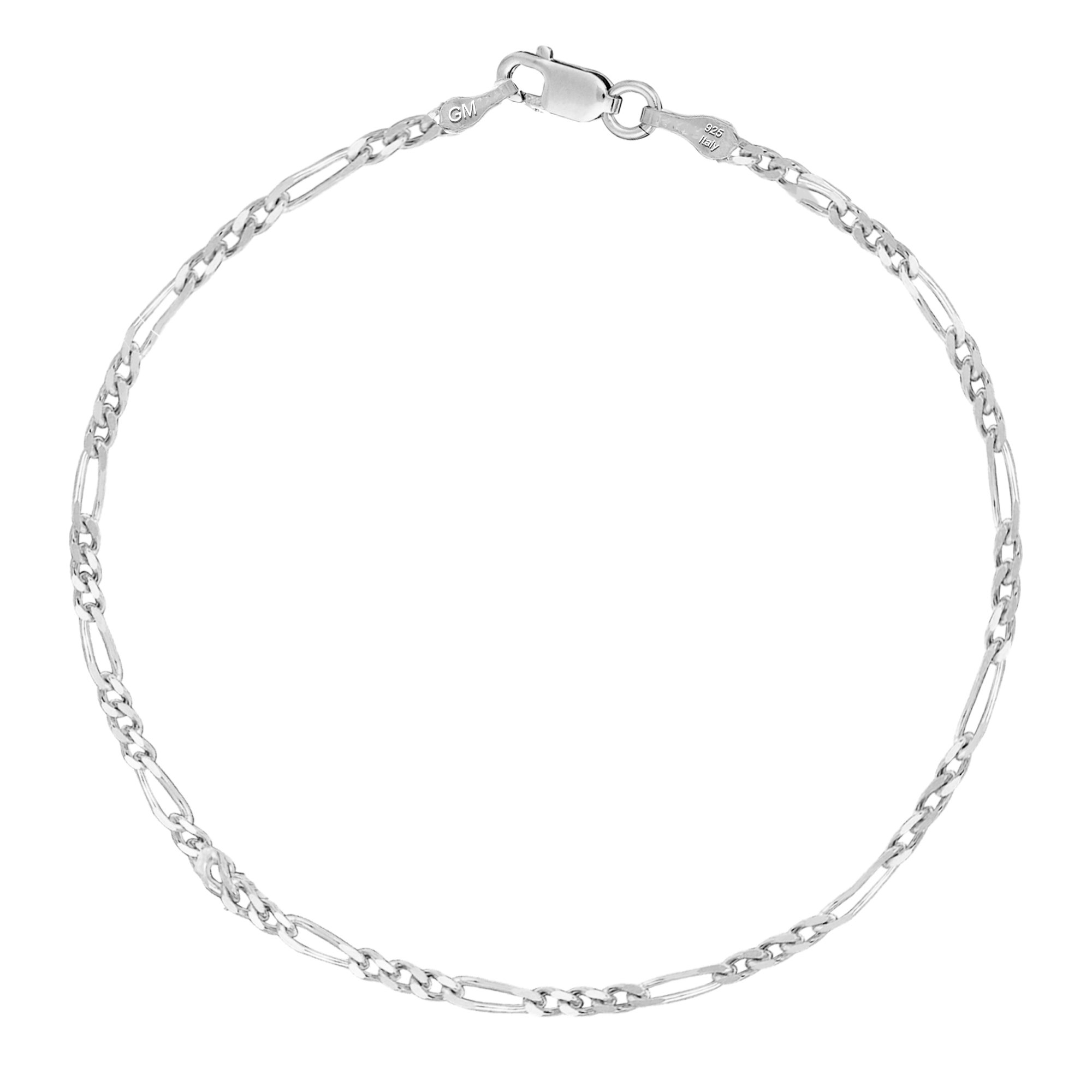 Ritastepens Sterling Silver Italian 3.3mm Figaro Link Chain Anklet Bracelet - 10 Inch Adjustable Ankle Jewelry for Women, Perfect for Beach Vacation & Summer Outfits