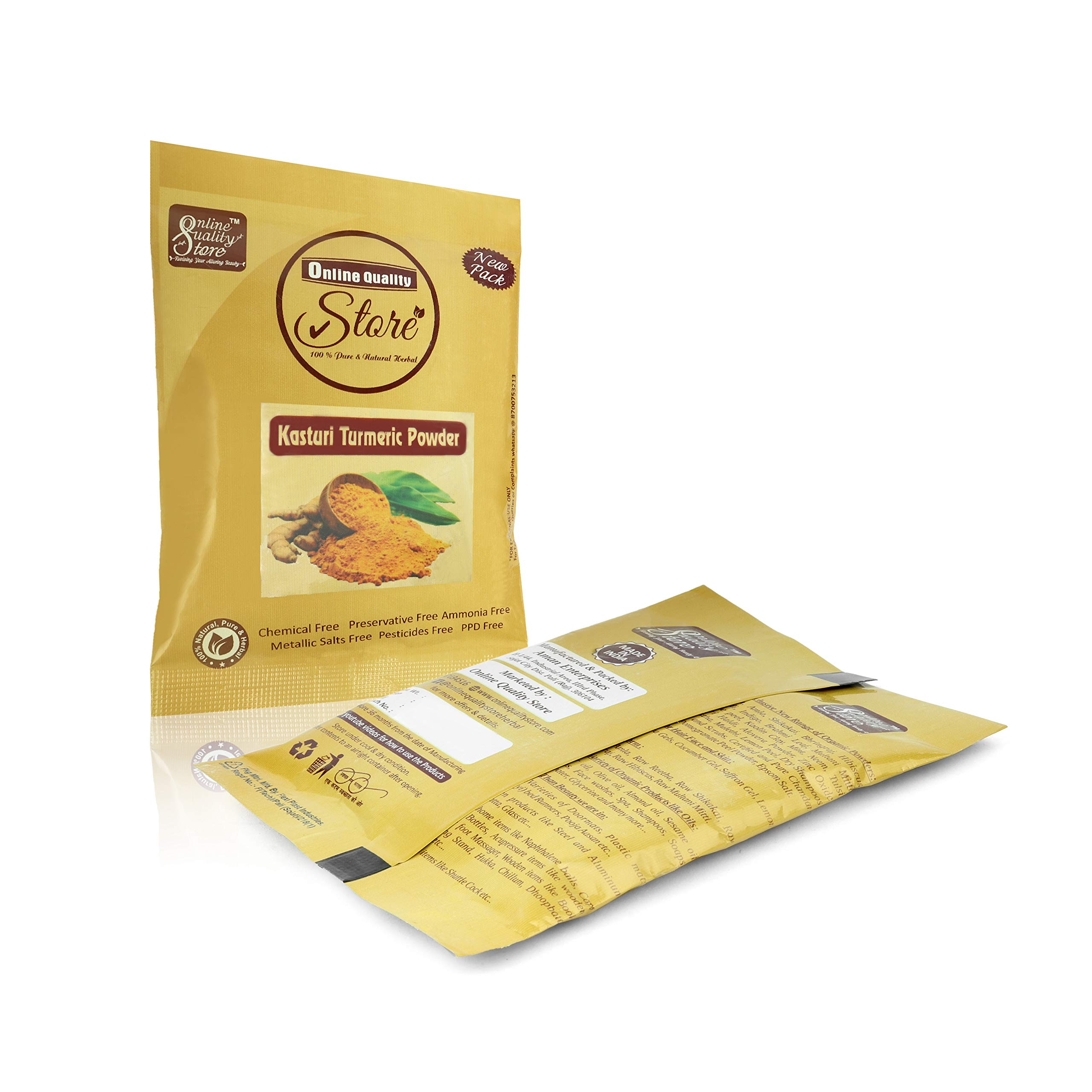 Premium Kasturi Haldi Powder (Wild Turmeric) - 50g | Organic Chandan (Sandalwood) Powder - 50g | Pure Mulethi (Licorice Root) Powder - 50g | Herbal Ayurvedic Spices for Skin Care, Cooking & Wellness
