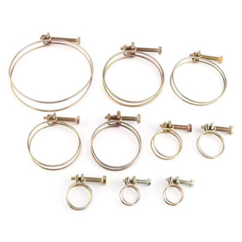 10Pcs Adjustable Double Wire Hose Clamps 28-32mm - Stainless Steel Pipe Clips for Water Hose, Plumbing, Automotive & Marine Applications - Secure Barb Fittings, DIY Repairs & Garden Irrigation