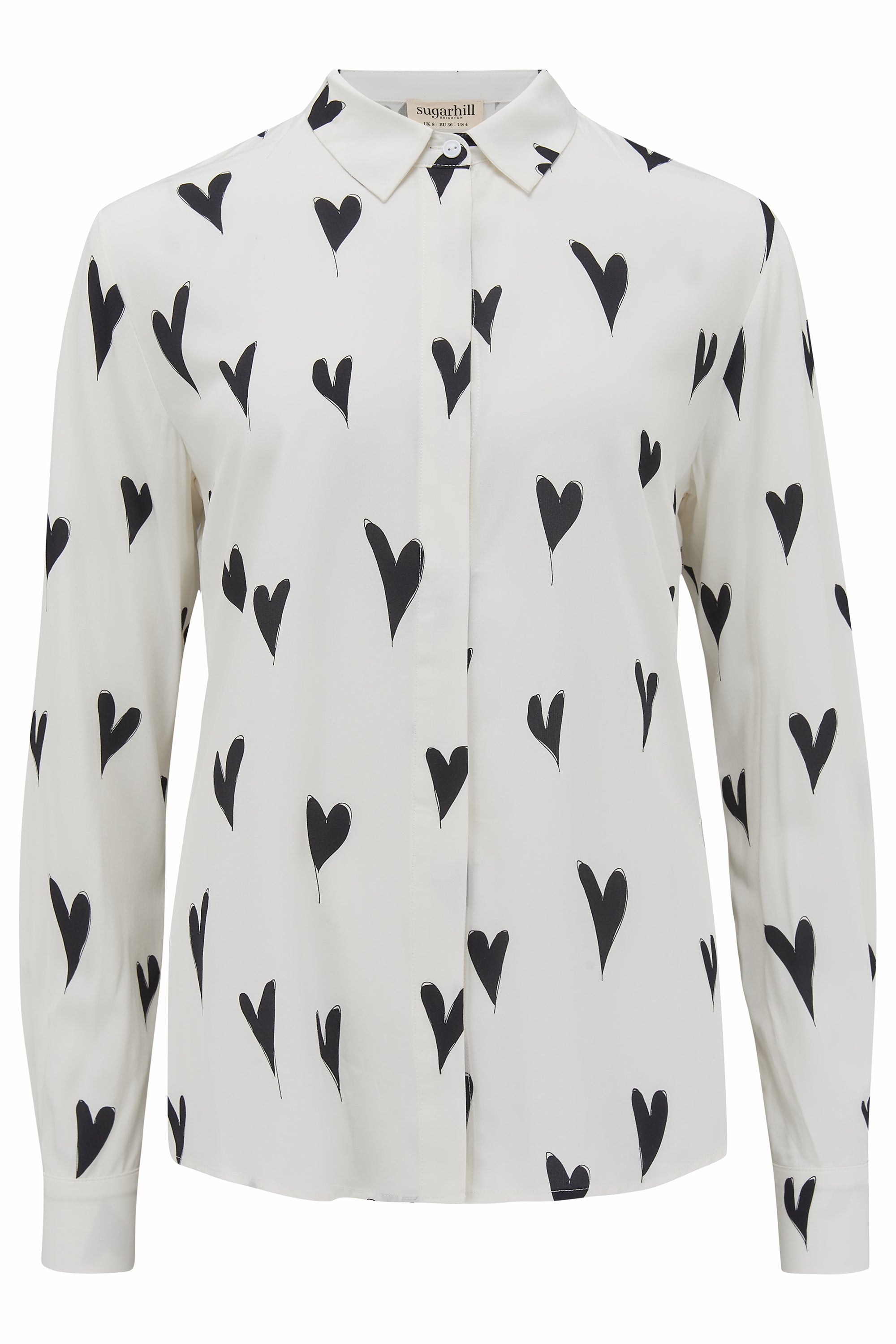 Joy Shirt | Monochrome Hearts Print Casual T-Shirt for Women (Off White) - Perfect for Date Night & Weekend Outfits