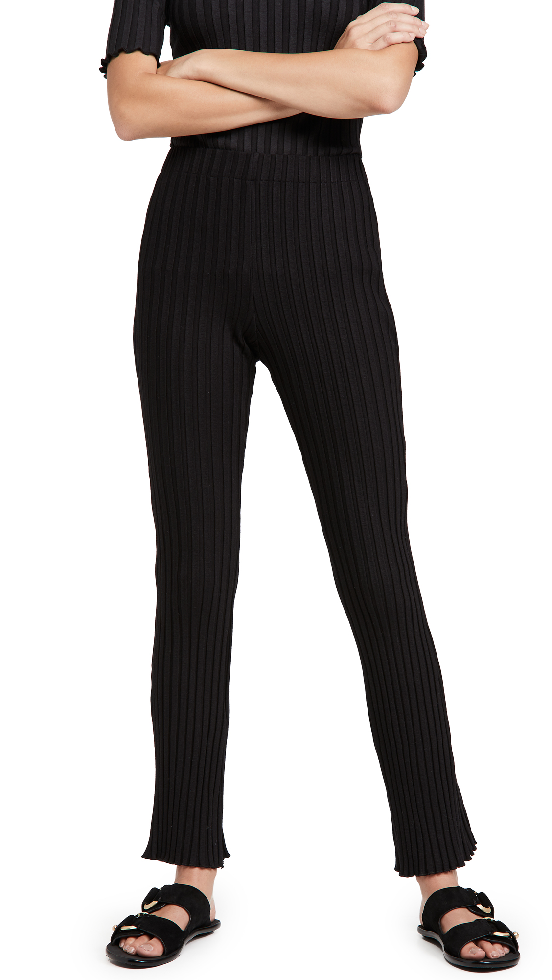 Simon Miller Women's Rib Cyrene Pants - High Waist Stretch Knit Trousers for Casual & Office Wear | Comfortable & Stylish Work Pants for Women
