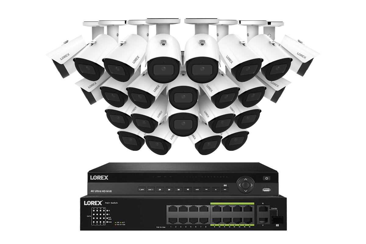 Lorex Elite Series 4K 32-Channel Wired NVR Security System with 8TB HDD & A14 IP Bullet Cameras - Home & Business Surveillance Solution for 24/7 Monitoring