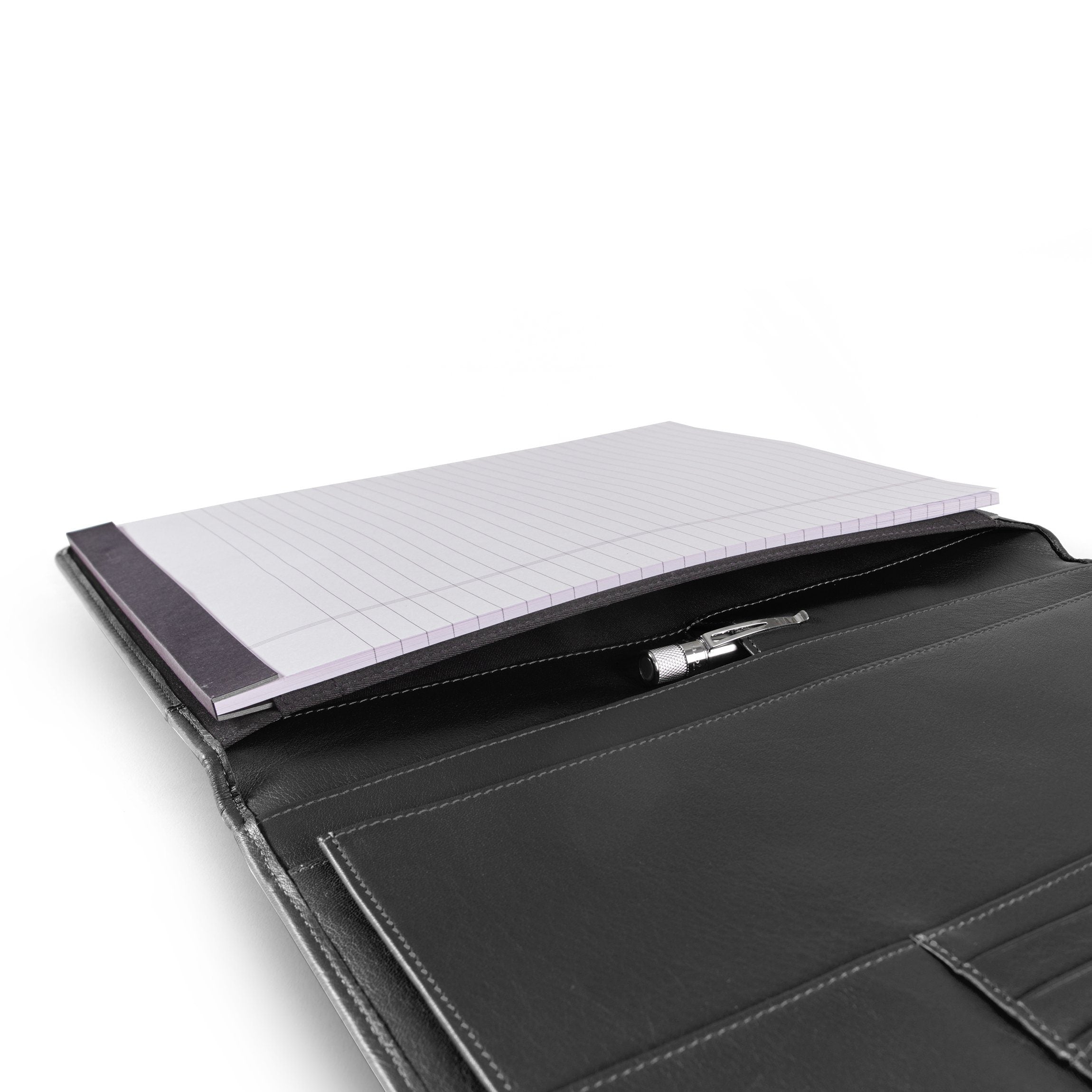 Premium Left-Handed Leather Folio - Black Onyx Finish | Ideal for Business Professionals & Students | Organize Documents in Style