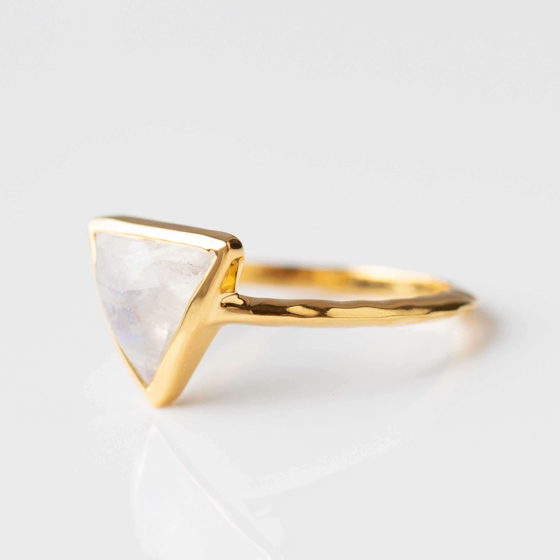 Farrah Moonstone Triangle Ring - Elegant Silver Jewelry for Women - Perfect for Everyday Wear, Boho Style & Special Occasions