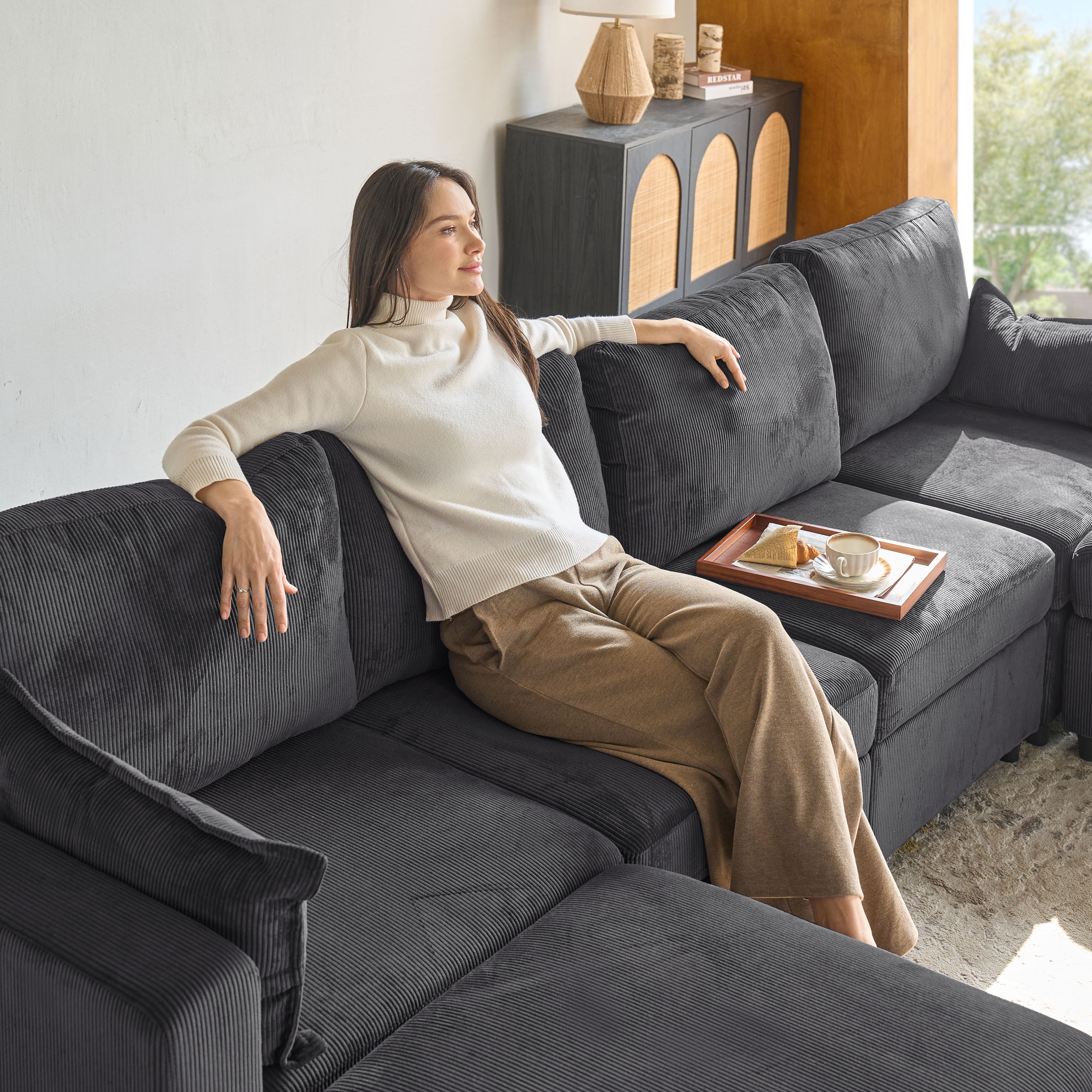 Amando Soft Storage Sectional Sofa - Modern L-Shaped Couch with Hidden Storage | Perfect for Small Spaces, Living Room & Apartment | Comfortable & Stylish Home Furniture