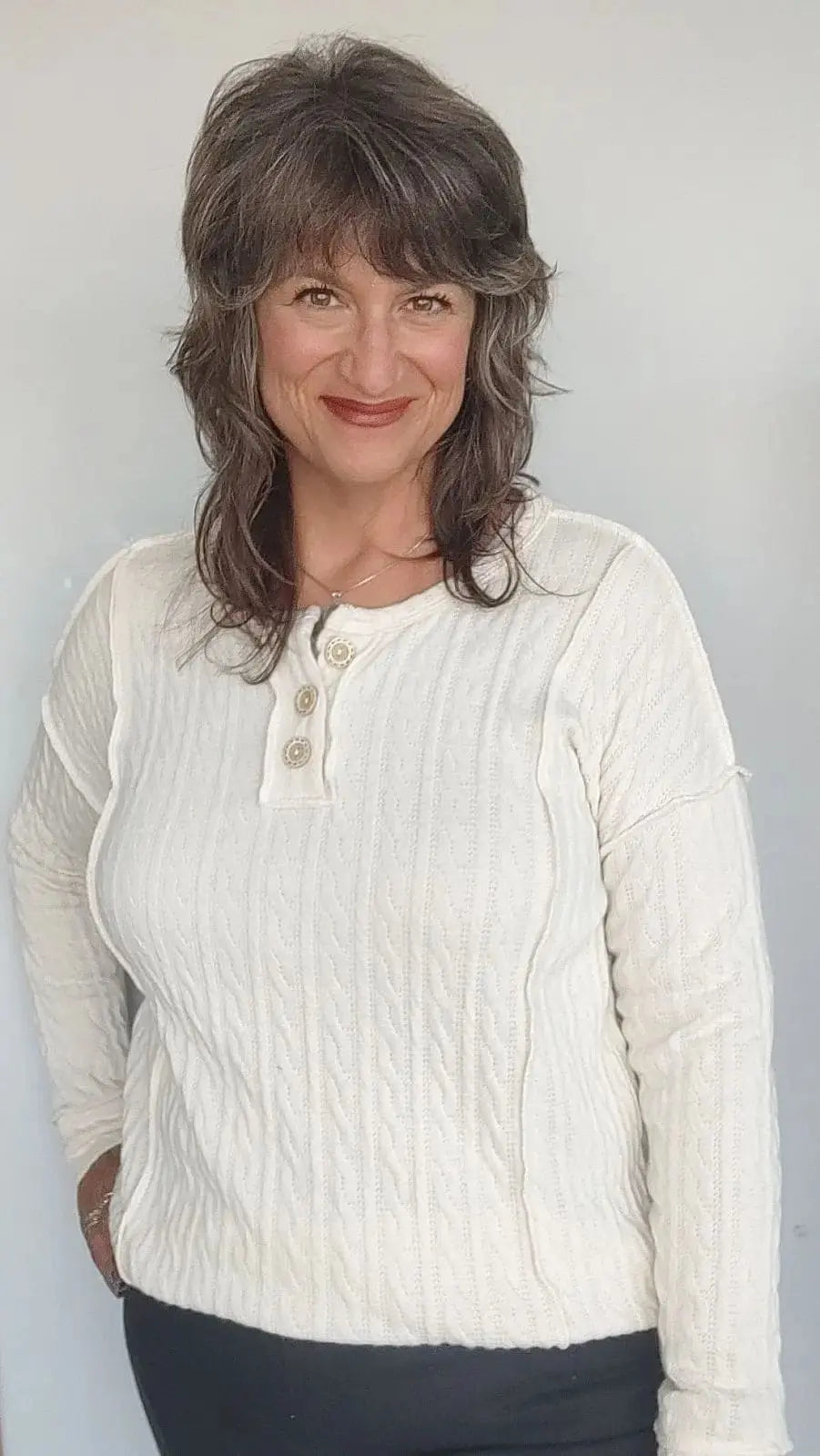 Women's Soft Cream Cable Knit Sweater Top - Cozy Winter Pullover for Casual Outfits & Holiday Gatherings