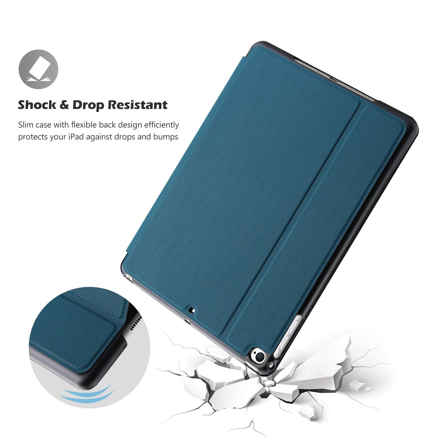 ProCase Slim Stand Protective Folio Case for iPad 9.7 Inch (5th/6th Gen, 2018 & 2017 Models) & iPad Air 2/Air - Lightweight Smart Cover with Auto Wake/Sleep - Perfect for Work, School & Travel - Teal