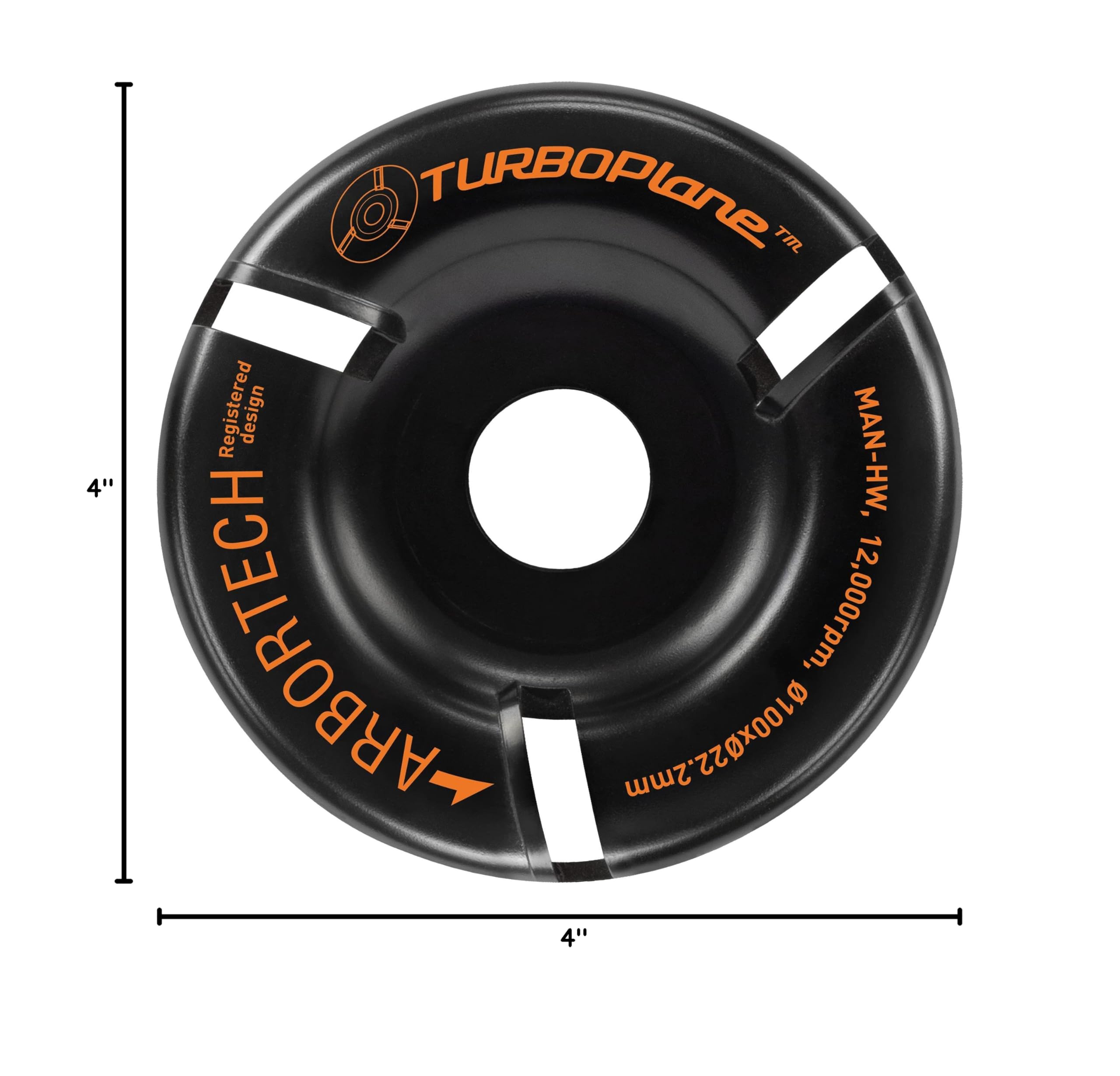 ARBORTECH TURBOPlane Blade 4-Inch/100mm Carbide Woodworking Disc for Angle Grinder Attachment | Fast Wood Removal & Smoothing | Perfect for DIY Projects, Furniture Making & Wood Carving (Model: IND.FG.400.20)
