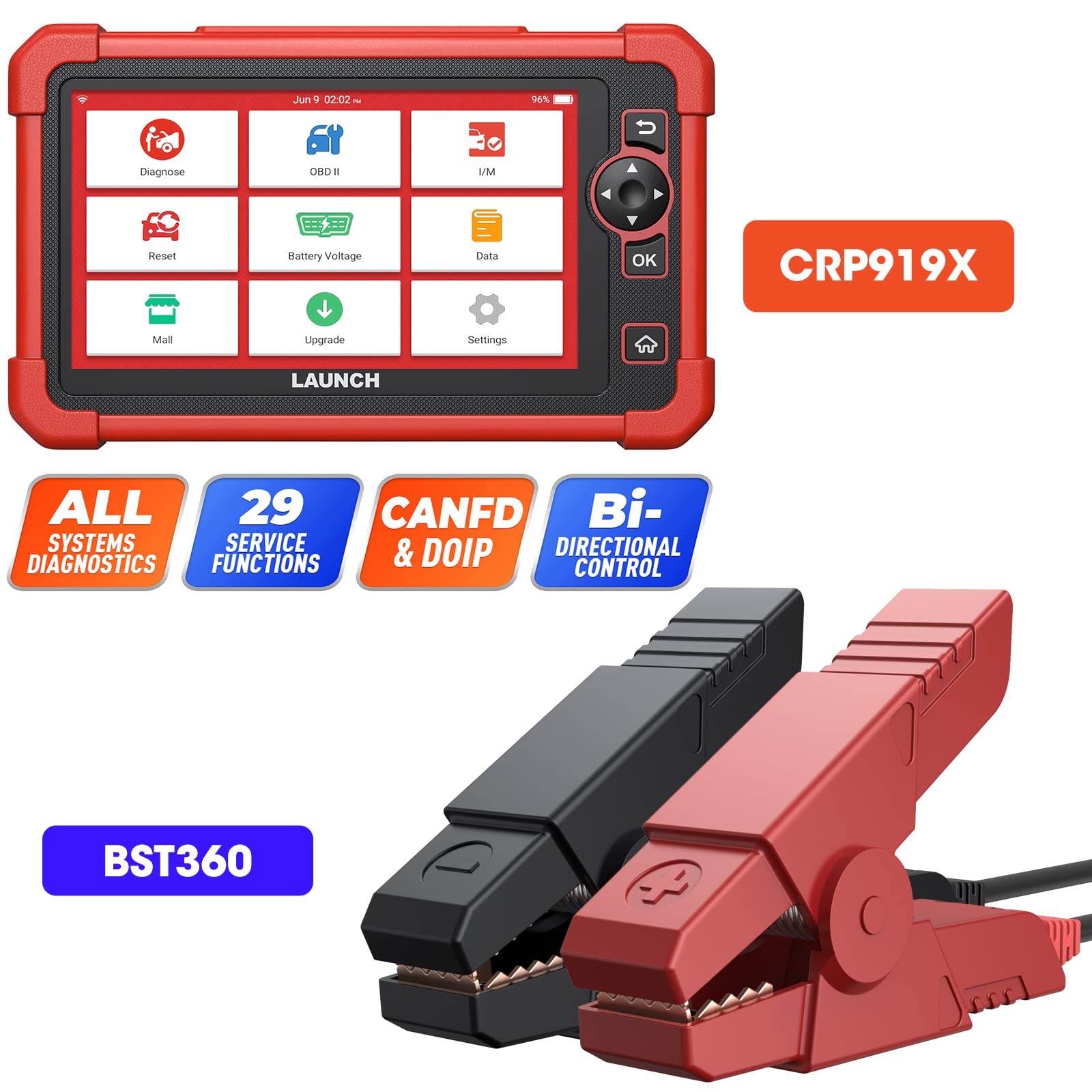 LAUNCH CRP919X OBD2 Scanner with BST360 Car Battery Tester - Professional CANFD DoIP Diagnostic Scan Tool with 29+ Reset Functions, All System Coverage (Upgraded from CRP909X) - Perfect for Mechanics, DIY Auto Repair & Vehicle Maintenance