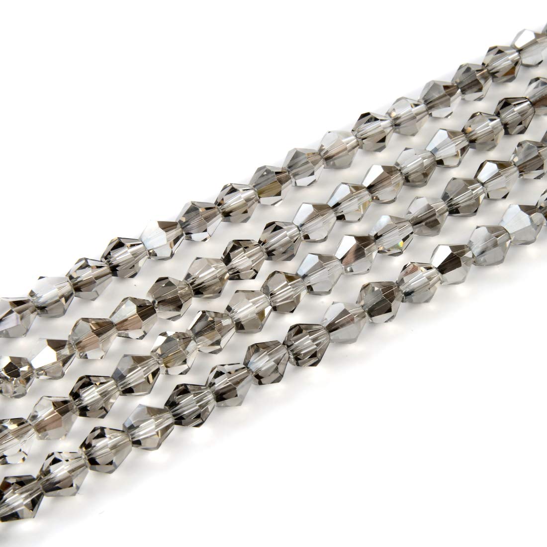 10 Strands Czech 6mm (0.24 Inch) Faceted Bicone Crystal Glass Loose Beads Spacer Bulk Silver Champagne (430-460pcs) for DIY Jewelry Making, Bracelets, Necklaces, Earrings & Craft Projects - Perfect for Wedding, Party & Gift Accessories
