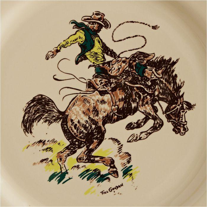 At The Ranch Cowboys & Brands Dinner Plates - Western Style Ceramic Plates for Cowboy Themed Dining, BBQ Parties & Rustic Home Decor