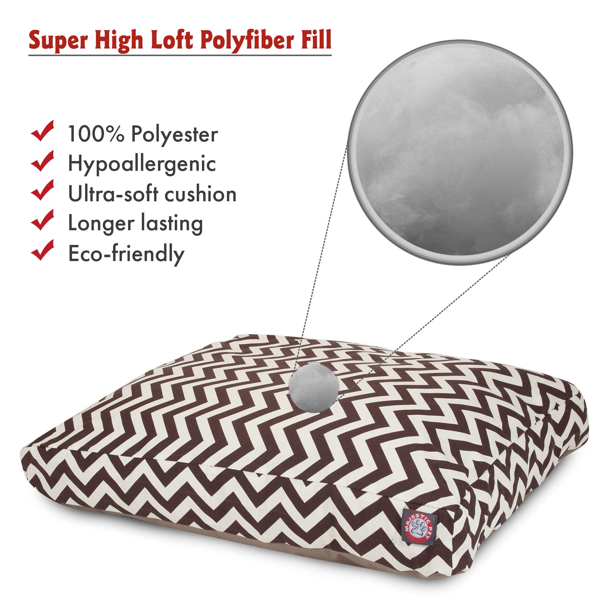 Majestic Pet Chevron Rectangle Washable Dog Bed – Non-Slip Comfortable Crate Bed with Removable Cover – Medium Size Chocolate Polyester Fiber Pet Bed for Dogs – Perfect for Kennels, Crates & Home Lounging