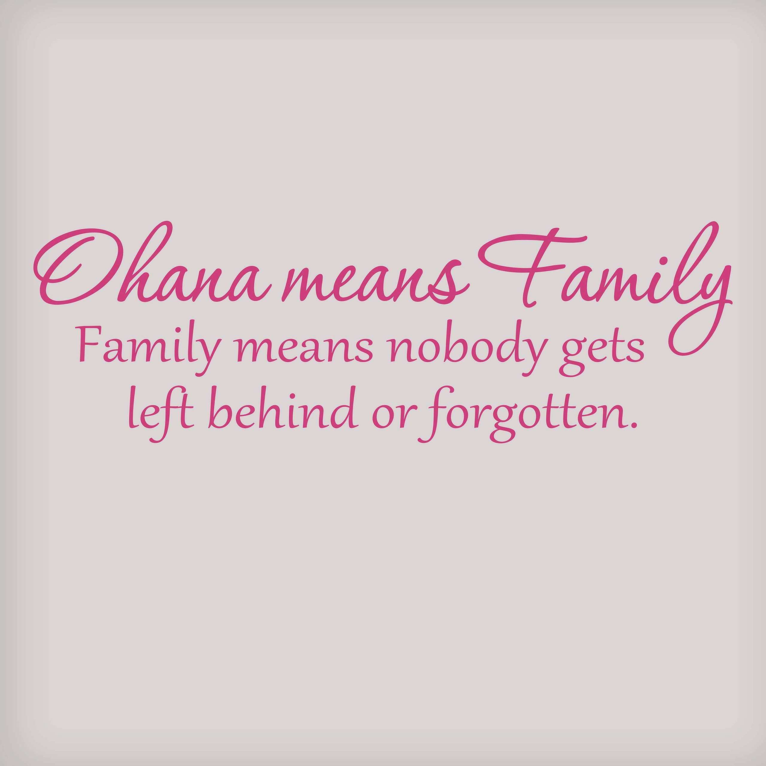 Ohana Means Family Wall Decal - Lilo & Stitch Inspired Disney Quote Wall Art for Kids Room & Bedroom Decor (22x6 Inches, Dark Pink) | Perfect for Nursery, Playroom & Family Spaces