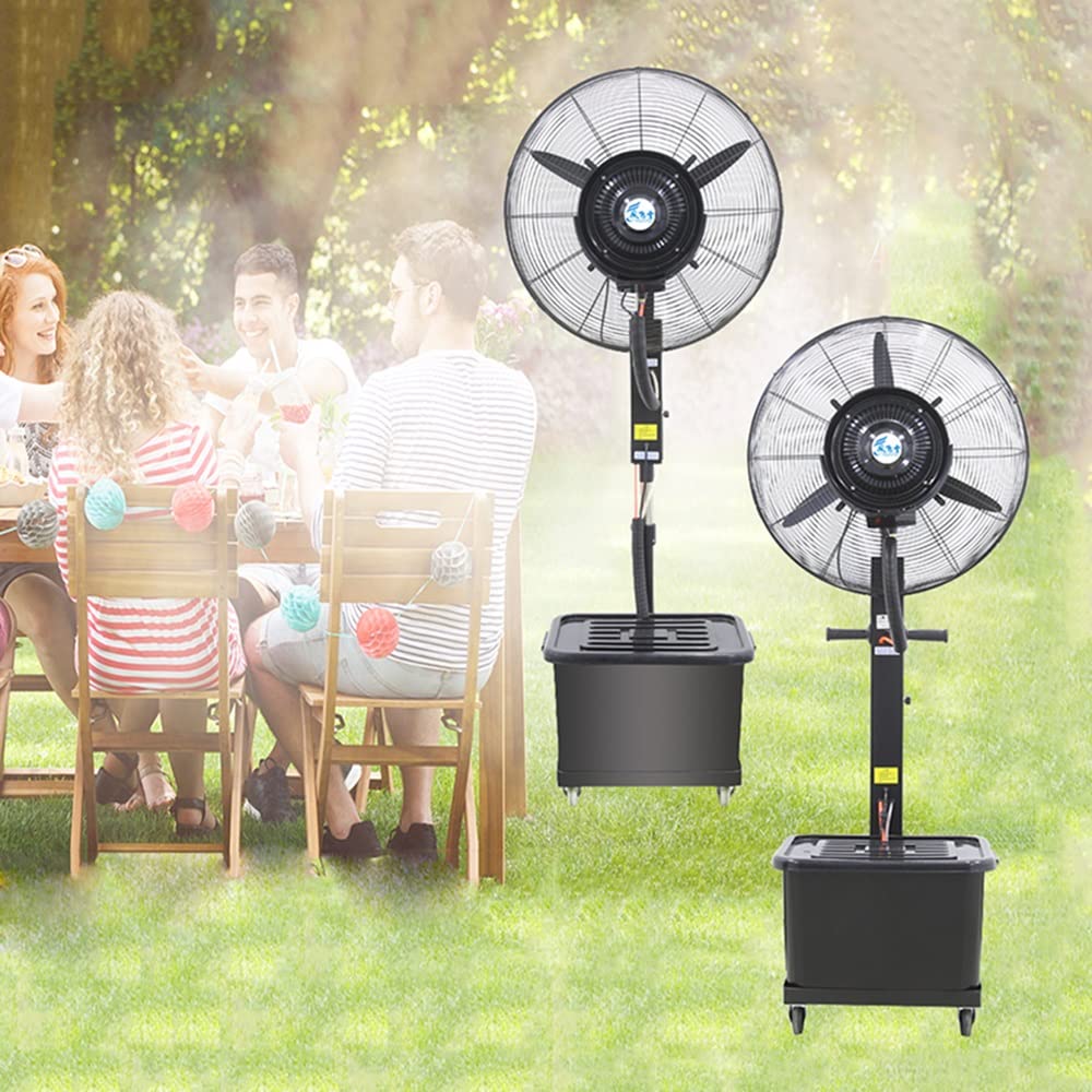 26in Outdoor Misting Fan with 90° Oscillation - 3-Speed Adjustable Pedestal Cooling Fan with 11 Gallon Water Tank - Perfect for Patio, Greenhouse, and Backyard Cooling (Color: Adjustable Height) - Ideal for Summer Outdoor Relaxation, Garden Parties, and Commercial Greenhouse Temperature Control