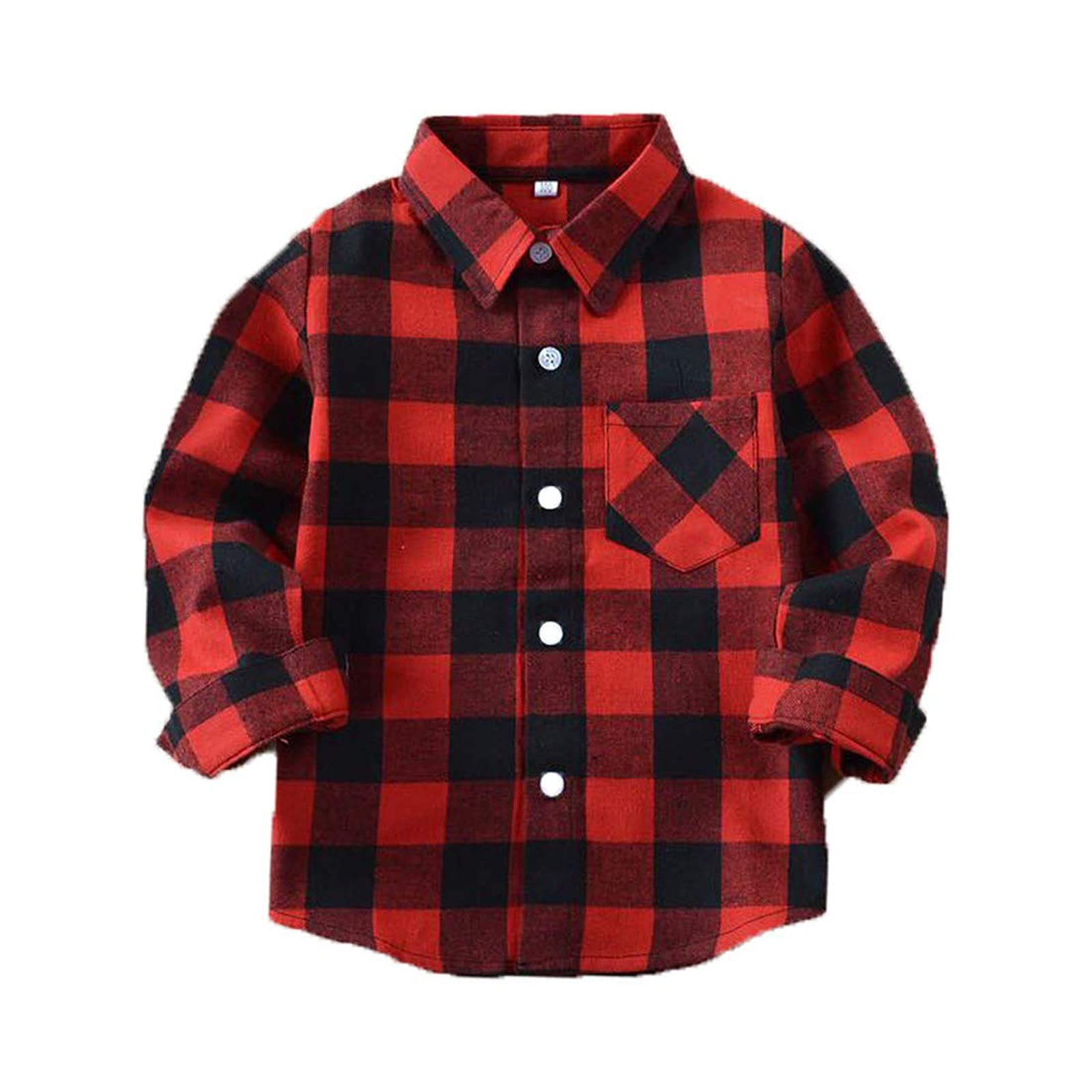 Boys & Girls Plaid Flannel Shirt Long Sleeve Button Down Dress Shirt for Kids 2T-8T - Perfect for School, Family Photos & Fall Outfits