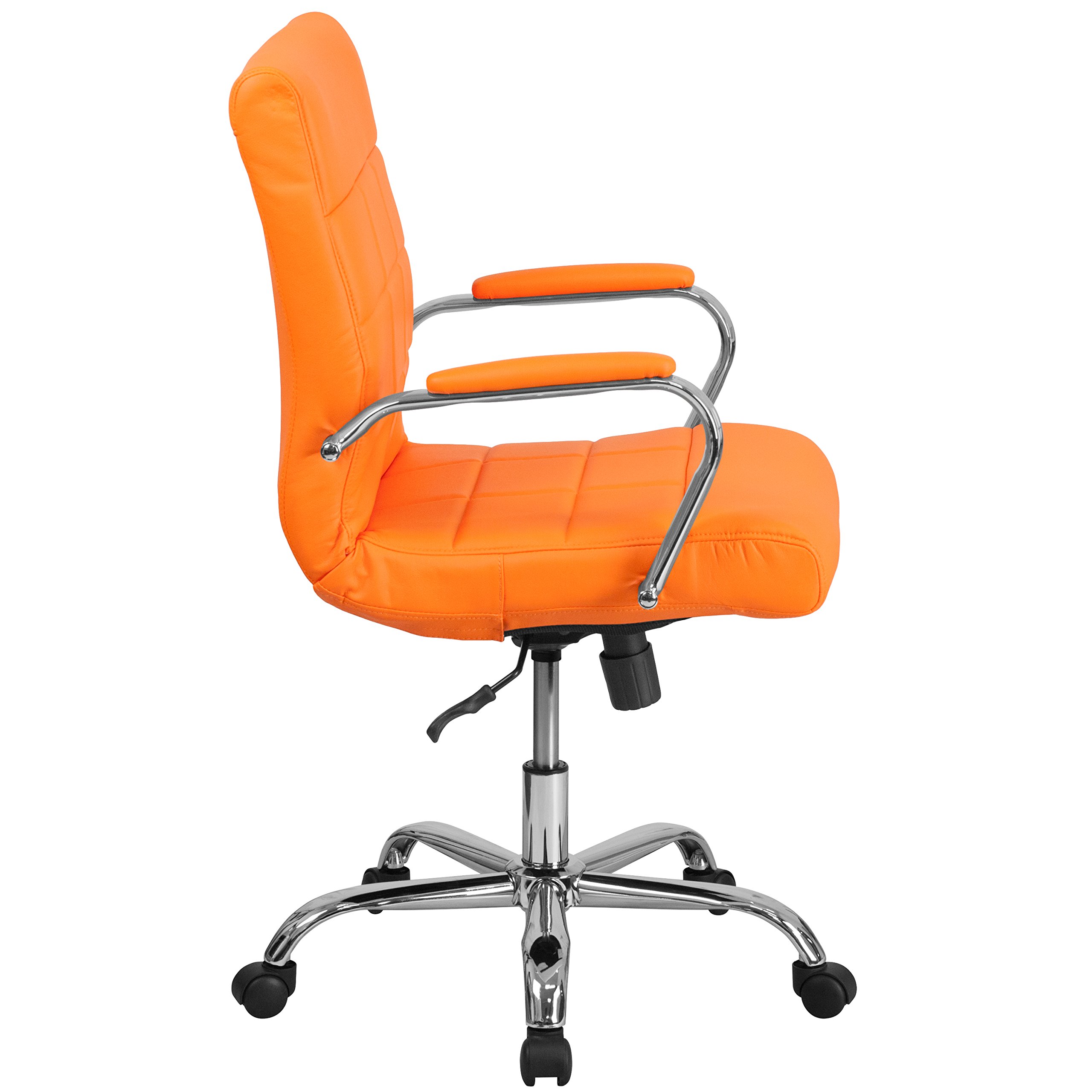 Orange Vinyl Executive Swivel Chair with Chrome Base - Office & Home Use
