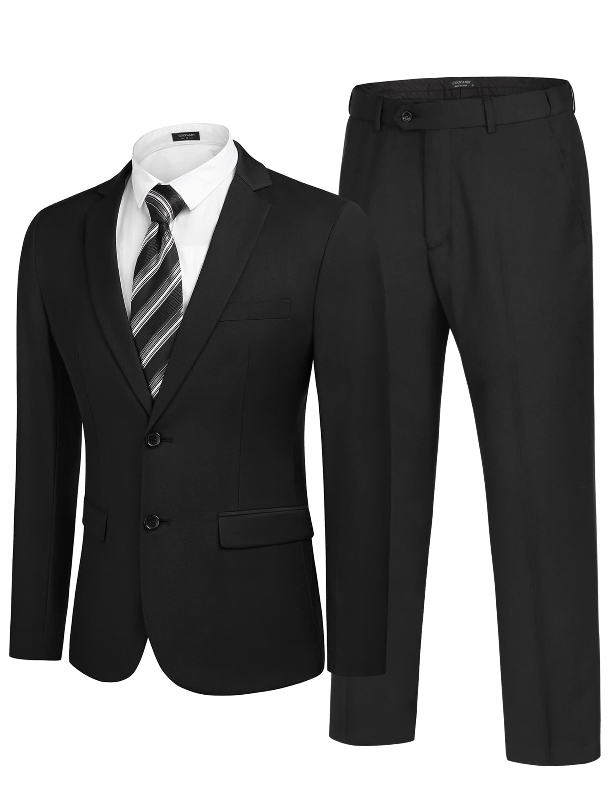 COOFANDY Men's 2-Piece Suit Set - Classic Fit 2-Button Tuxedo Jacket & Dress Pants for Wedding, Business, Prom & Formal Events | Perfect for Office, Dinner Parties & Special Occasions