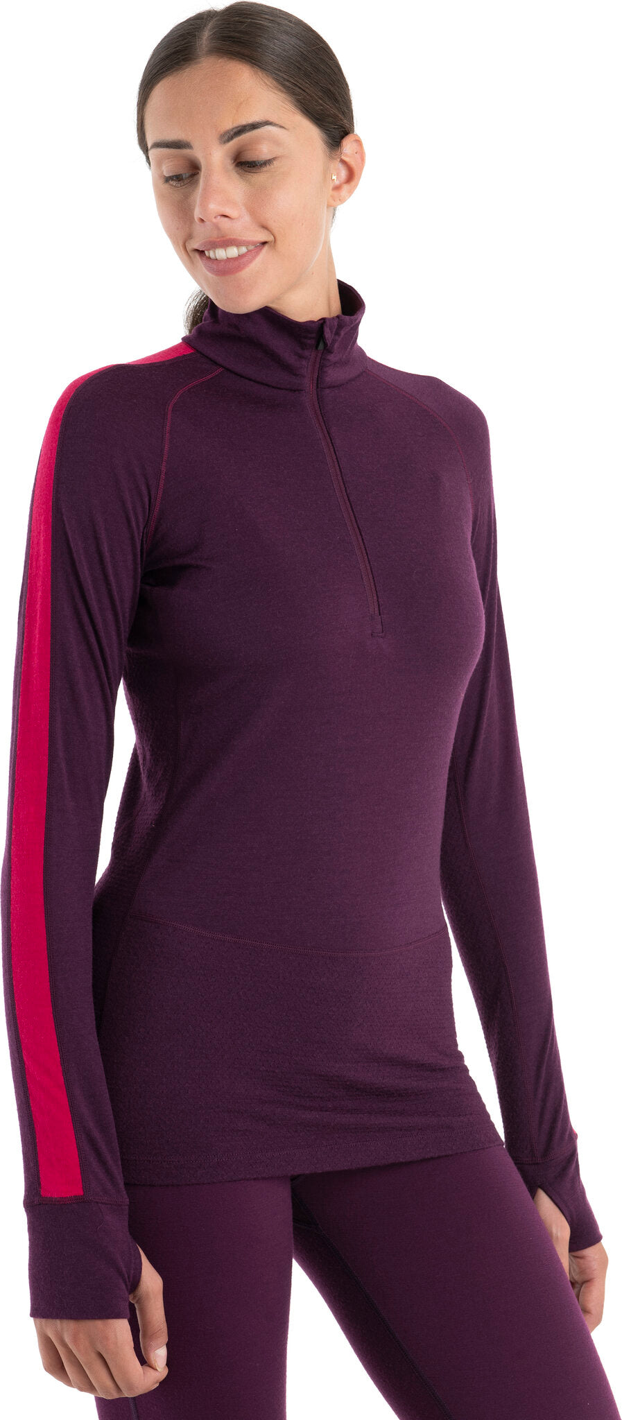 200 ZoneKnit Merino Wool Long Sleeve Half Zip Base Layer Top for Women - Perfect for Hiking, Skiing & Cold Weather Outdoor Activities
