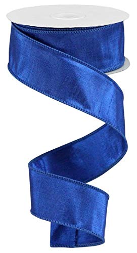 Royal Blue Metallic Dupioni Wired Edge Ribbon - 1.5 Inch x 10 Yards for Gift Wrapping, Wedding Decorations & DIY Crafts