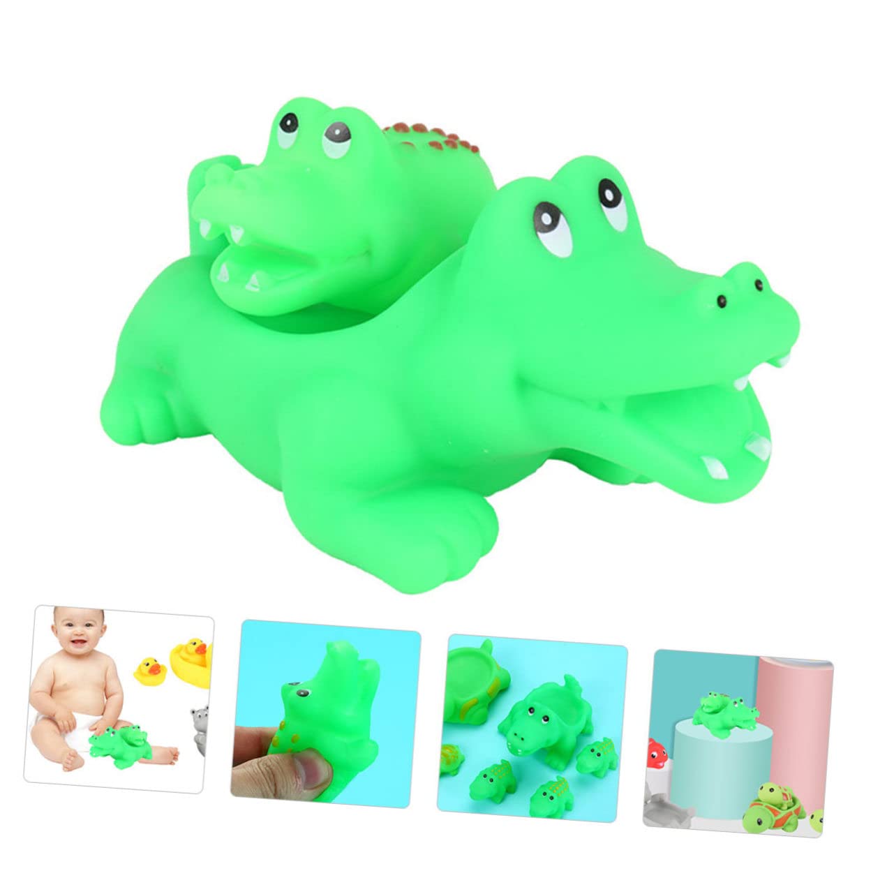 VICASKY 6-Pack Cartoon Crocodile Bath Toys - Fun Squirters for Kids, Pool & Bathtub Playtime - Safe PVC Material, Green Color (Great for Water Play, Bath Time Fun & Outdoor Pool Activities)