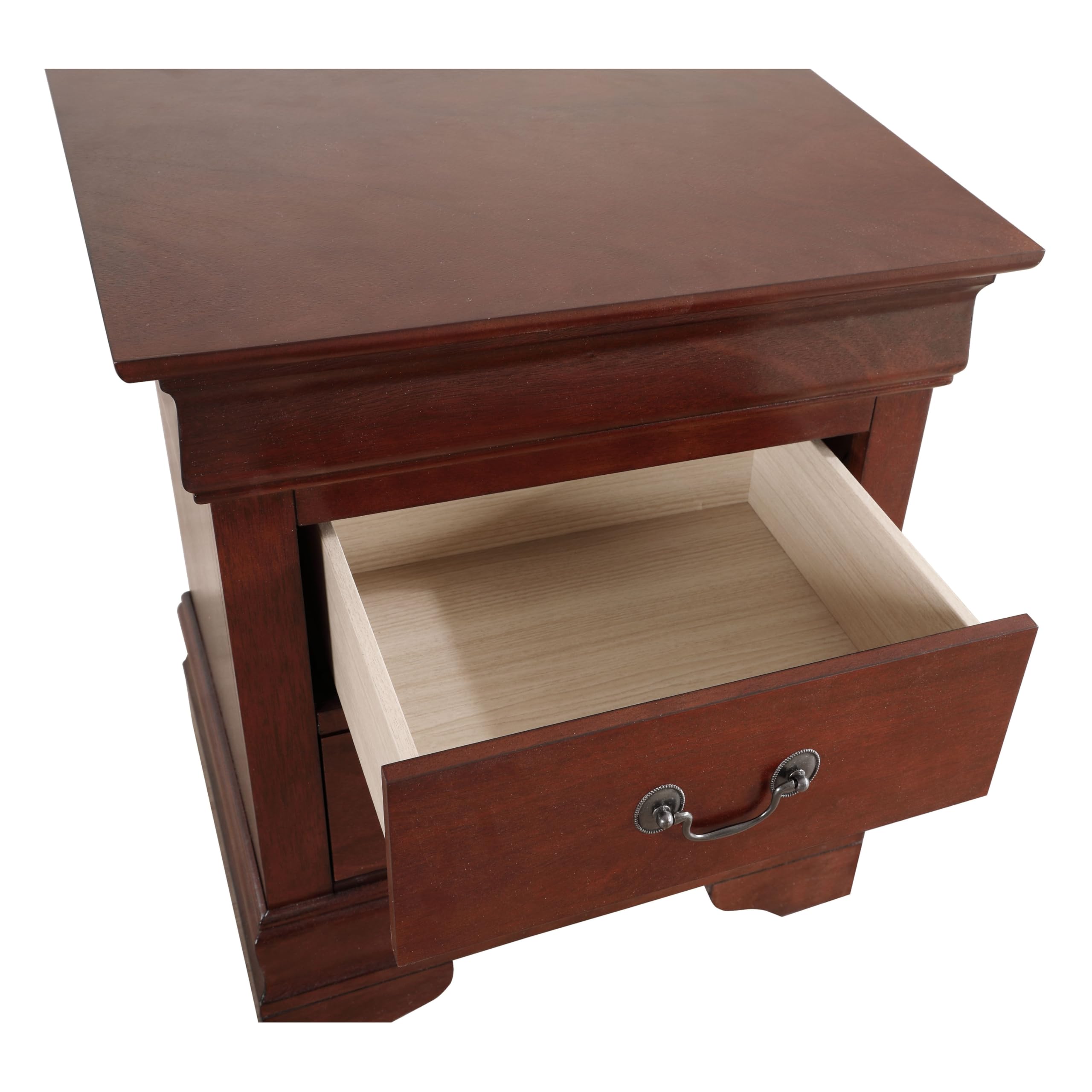 Glory Furniture Lewis 2-Drawer Wood Nightstand, Cherry Finish - Bedroom Side Table for Bedside Storage & Decor