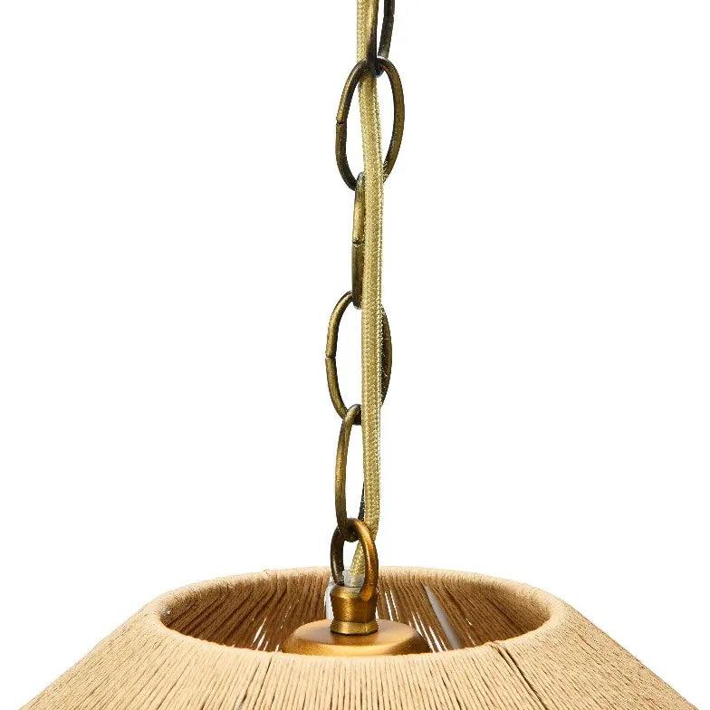 Vintage Fabric Barrel Pendant Light - Handwoven Rattan Shade for Living Room, Bedroom, Dining Room - Boho Farmhouse Ceiling Lighting Fixture