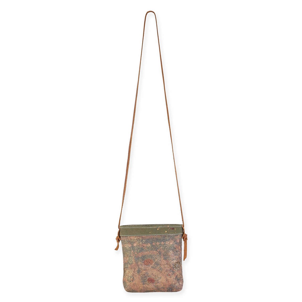 UCHI Gold Splattered Small Crossbody Bag - Recycled Canvas & Leather Strap - Eco-Friendly Fashion Accessory for Women, Perfect for Daily Use, Shopping, and Travel