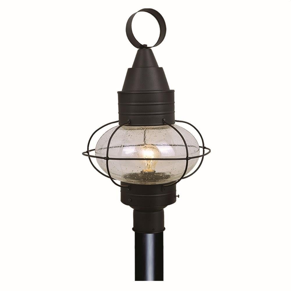 VAXCEL Chatham 1-Light Black Coastal Outdoor Post Light with Clear Glass Globe - Perfect for Porch, Patio, Garden, and Driveway Lighting