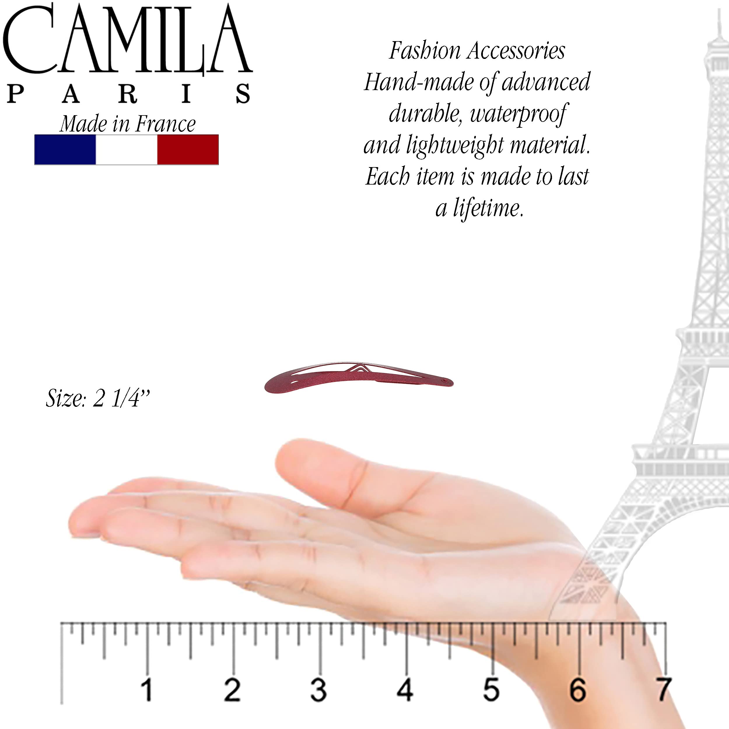 Camila Paris CP1330H French Hair Barrettes Clips for Women - Strong Hold Metal Snap Hair Slides (Made in France) | No-Slip Grip Hair Accessories for Styling, Work, Weddings & Everyday Use
