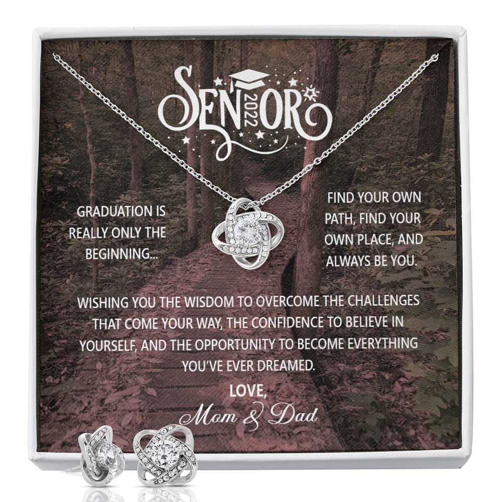 2022 Graduation Necklace Gift for Daughter - Elegant Love Knot Pendant Jewelry from Mom & Dad - Perfect for Graduation, Birthday, or Special Occasions