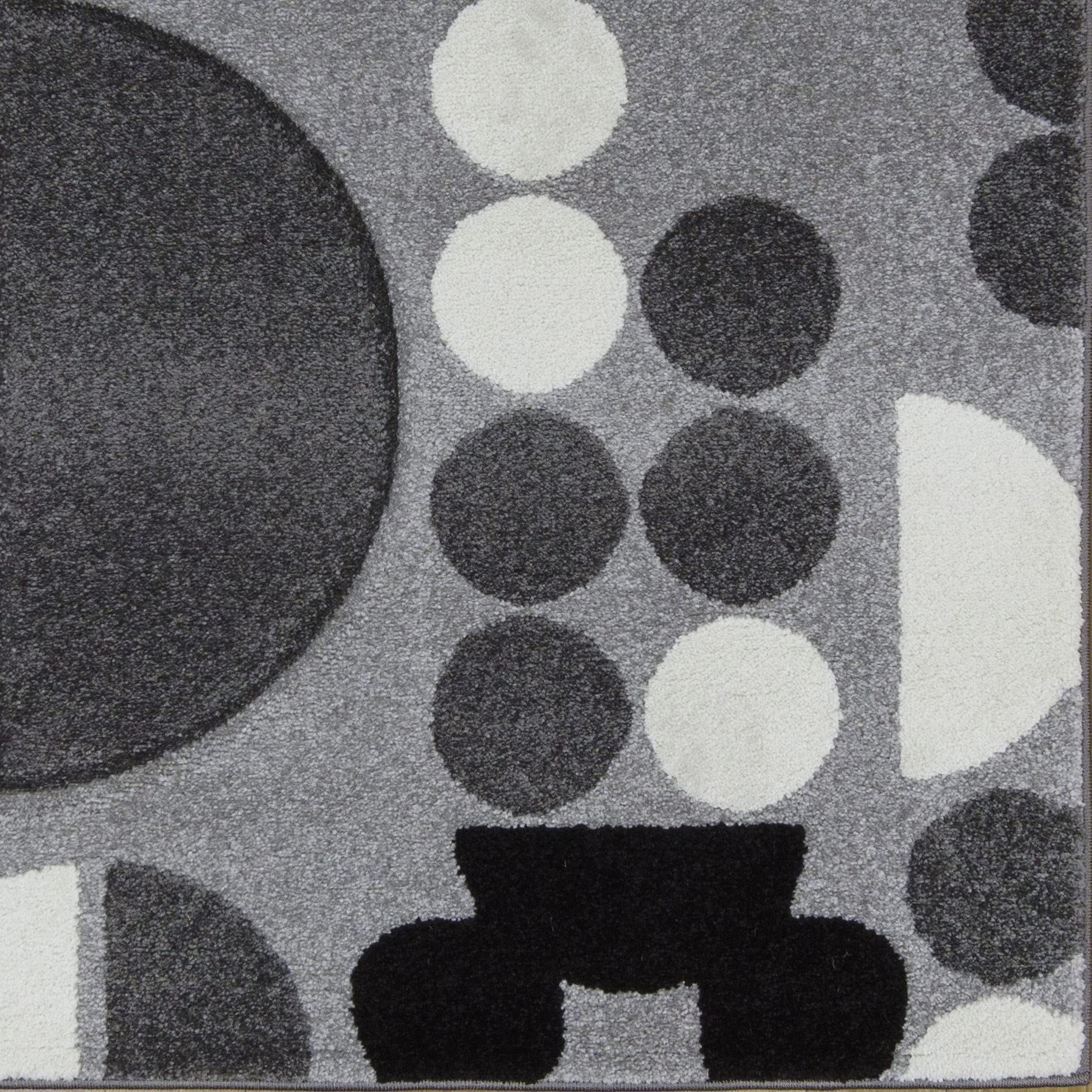Gertmenian Disney Mickey Mouse Rug - Textured Floor Mat for Living Room, Dining Room, Playroom & Study Area - 5x7 Feet Abstract Spheres Design in Gray, Black & White - Perfect for Kids' Rooms, Nursery Decor & Cozy Home Spaces (Model 46628)