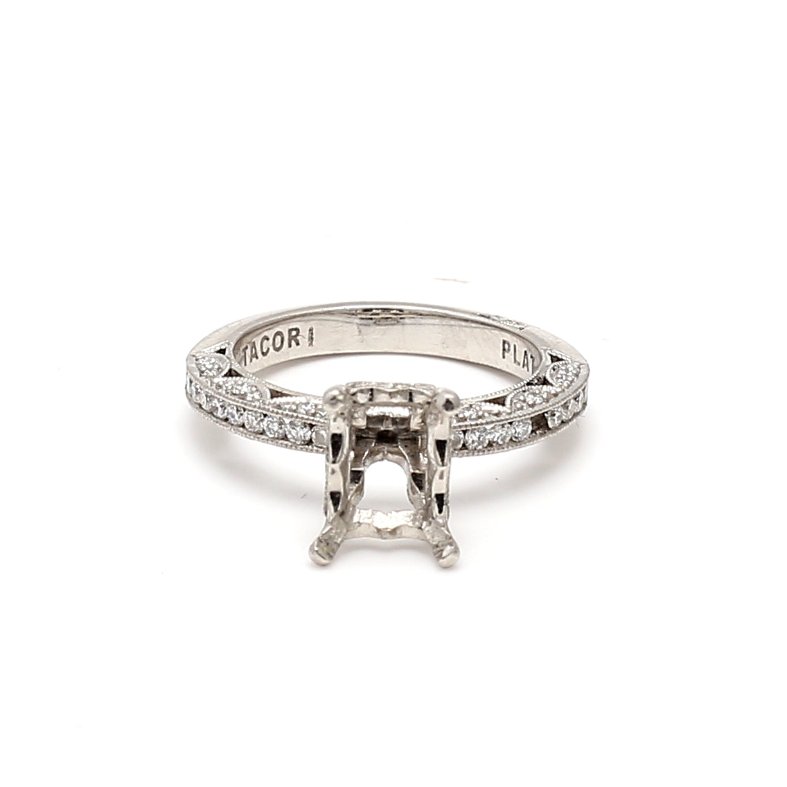0.78 Carat Round Brilliant G VS1 Diamond Platinum Semi Mount Ring - Elegant Engagement & Wedding Ring Setting for Brides