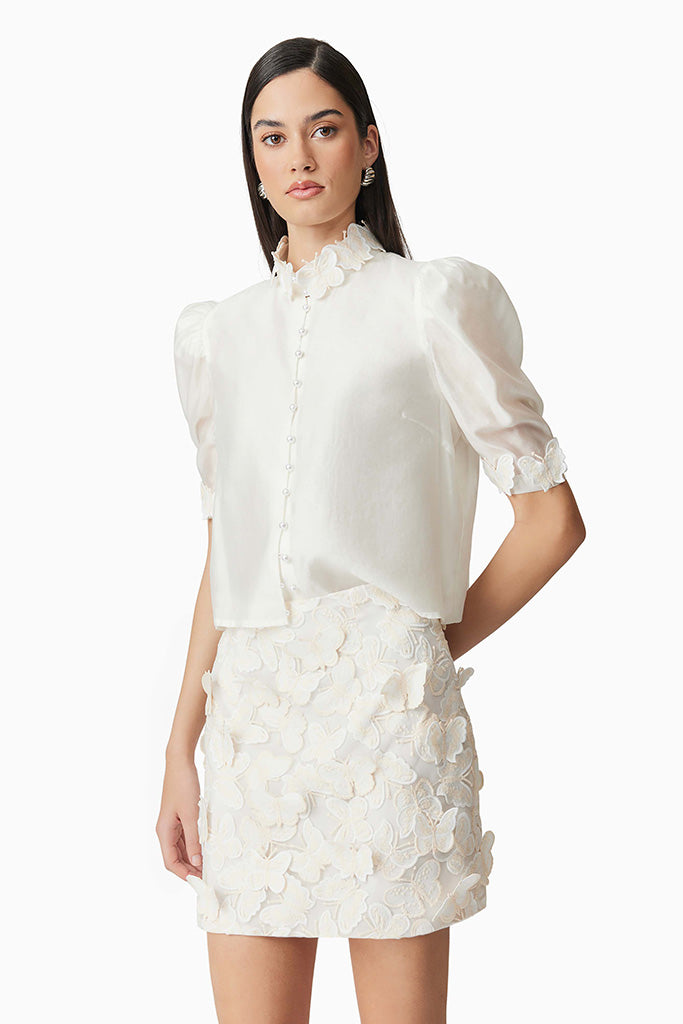 ELLIATT Scarlett Top - Ivory Women's Blouse | Elegant Casual & Party Wear for Date Nights & Office Outfits