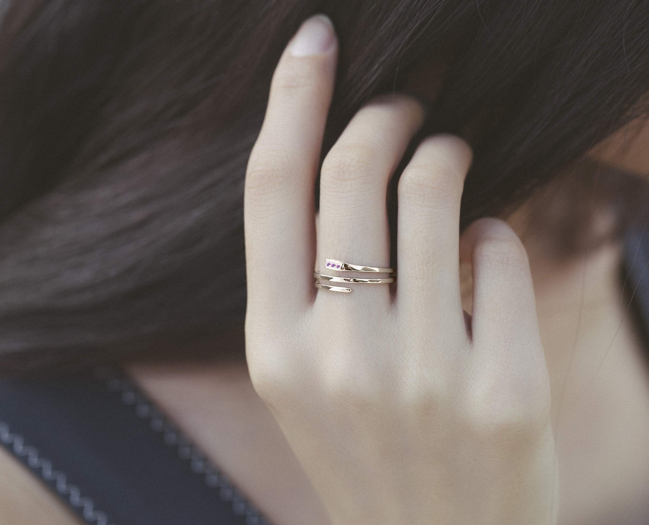 14K Gold Amethyst Engagement Ring - Rectangle Shaped Minimalist Wedding Band, Handmade Promise Ring with February Birthstone for Women | Perfect for Proposals, Anniversaries & Everyday Wear