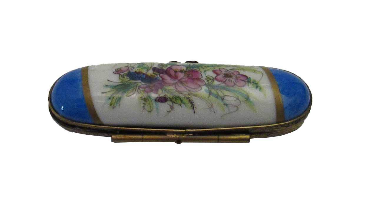 Limoges Box Floral Oval Needle Case - Hand-Painted French Porcelain Sewing Accessory for Needlework, Embroidery & Craft Storage | Perfect Gift for Sewing Enthusiasts