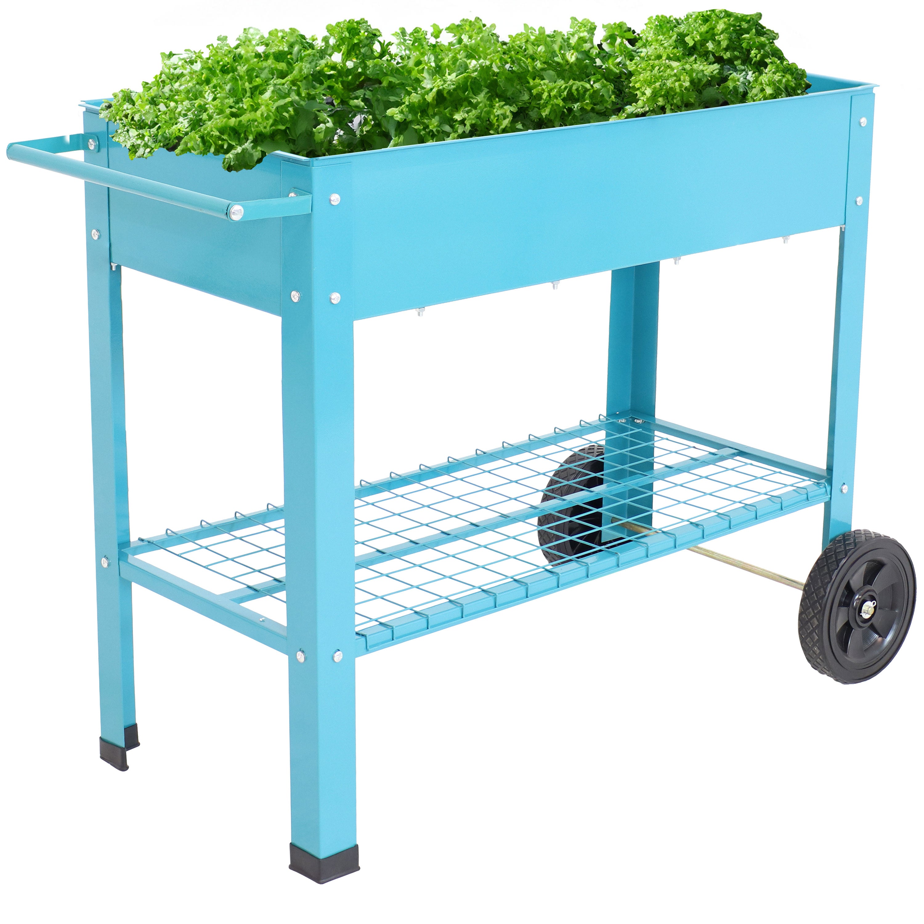 Galvanized Steel Mobile Raised Garden Bed Cart - Portable Planter Box with Wheels for Vegetables, Herbs & Flowers | Indoor & Outdoor Gardening Solution