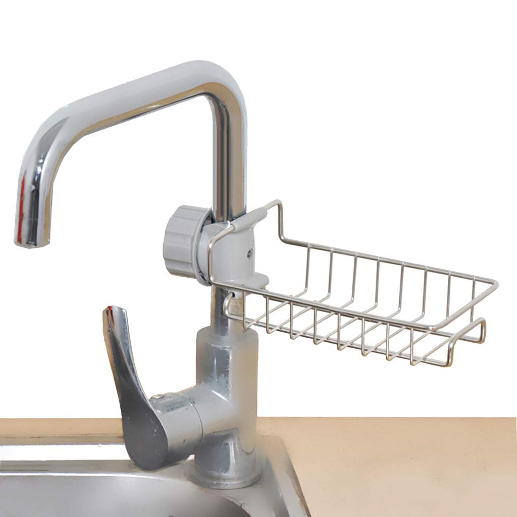 Multifunctional Dish Sponge Rack - Kitchen Drainage Shelf for Sink (Silver) | Space-Saving Organizer