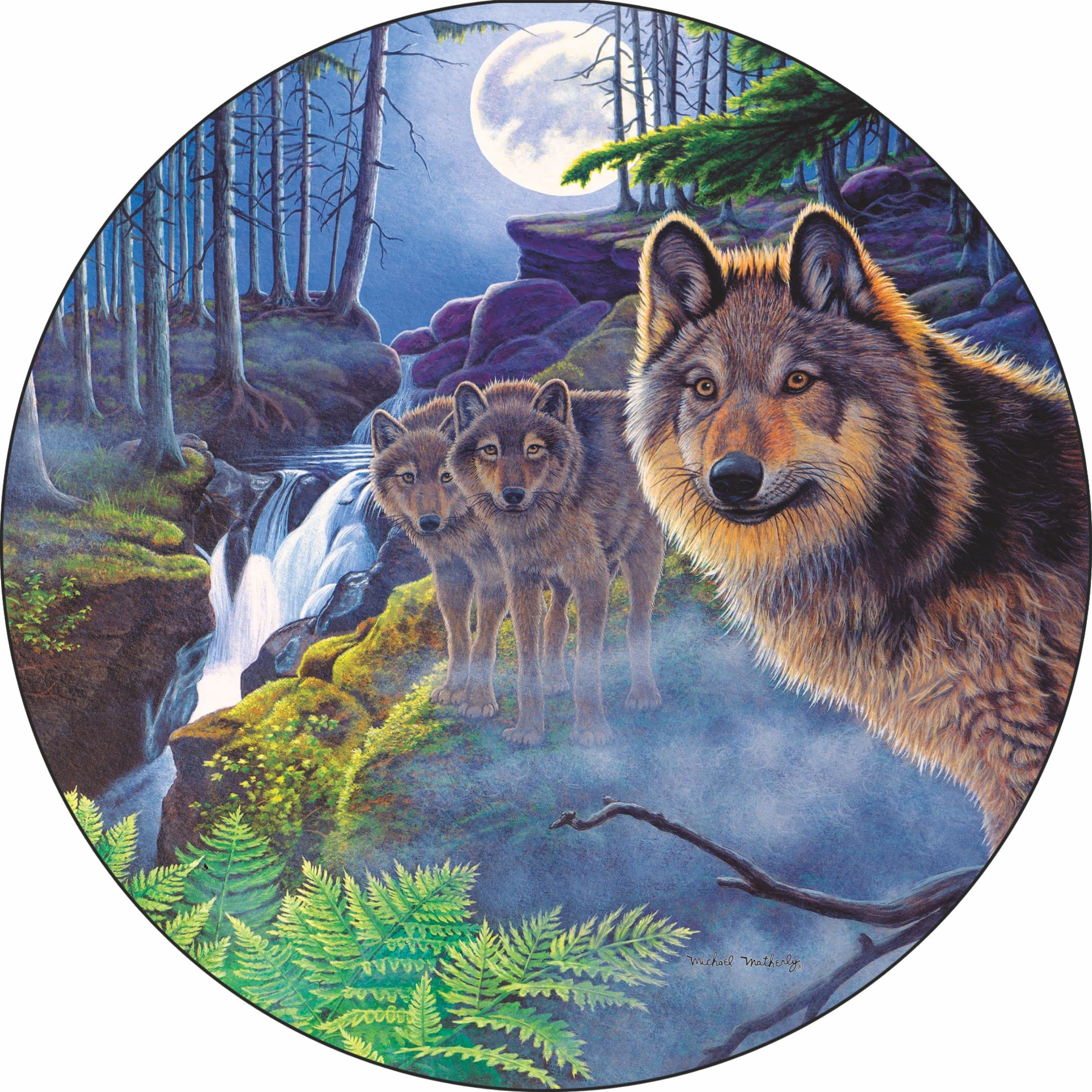 Custom Wolf Forest Mystical Moon Spare Tire Cover - Waterproof SUV Jeep Truck Wheel Protector (Choose Your Size) for Camping & Outdoor Adventures