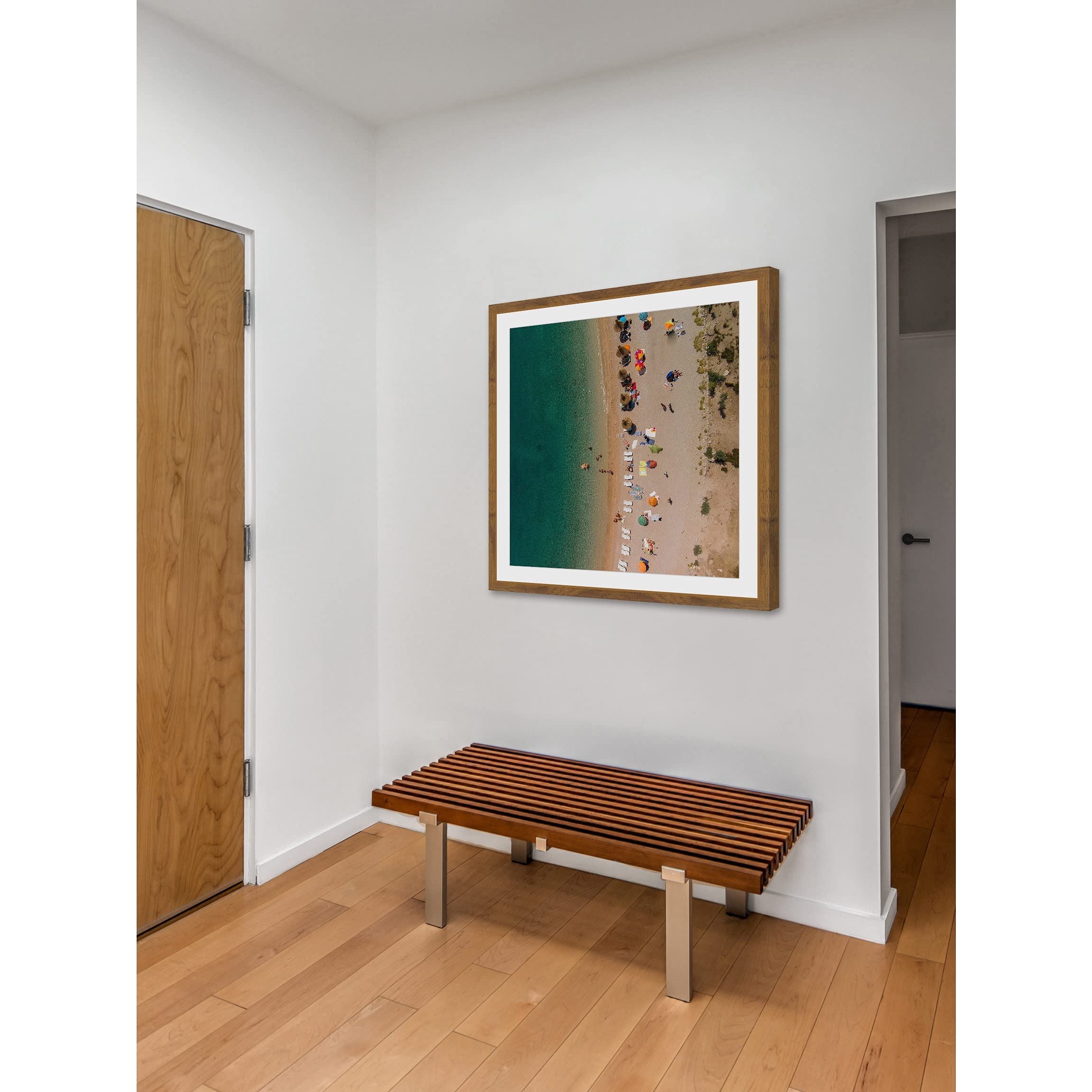 Handmade Beach Lineup Framed Print 32x32 - Coastal Wall Art Decor for Living Room, Bedroom & Office | Marmont Hill