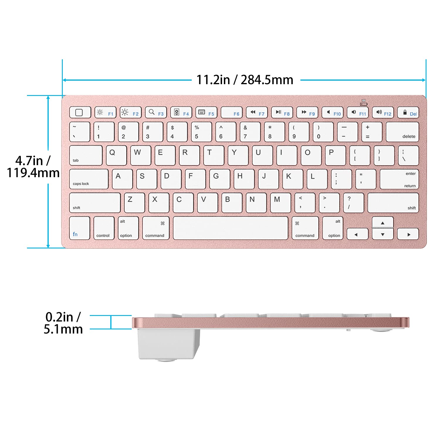 OMOTON Bluetooth Keyboard for iPad 10th/9th/8th/7th Gen, iPad Pro 13/12.9/11 inch, iPad Air 13/11 inch & iPad Mini - Slim Wireless Keyboard with Pink Gold Finish for Typing, Office Work & Travel